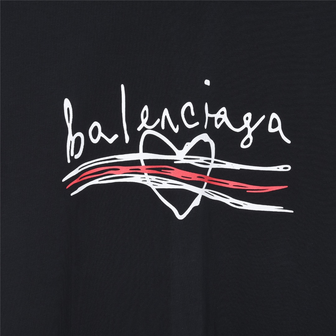BALENCIAGA巴黎世家BLCG撞色线条爱心短袖T恤-Chinese UA Cheap High Quatity Brand Clothes Bags handbags Sneakers wholesale wholesaler seller from China Factory suppliers Fashion Clothing Shoes best Quality Beautiful Price BALENCIAGA巴黎世家BLCG撞色线条爱心短袖T恤