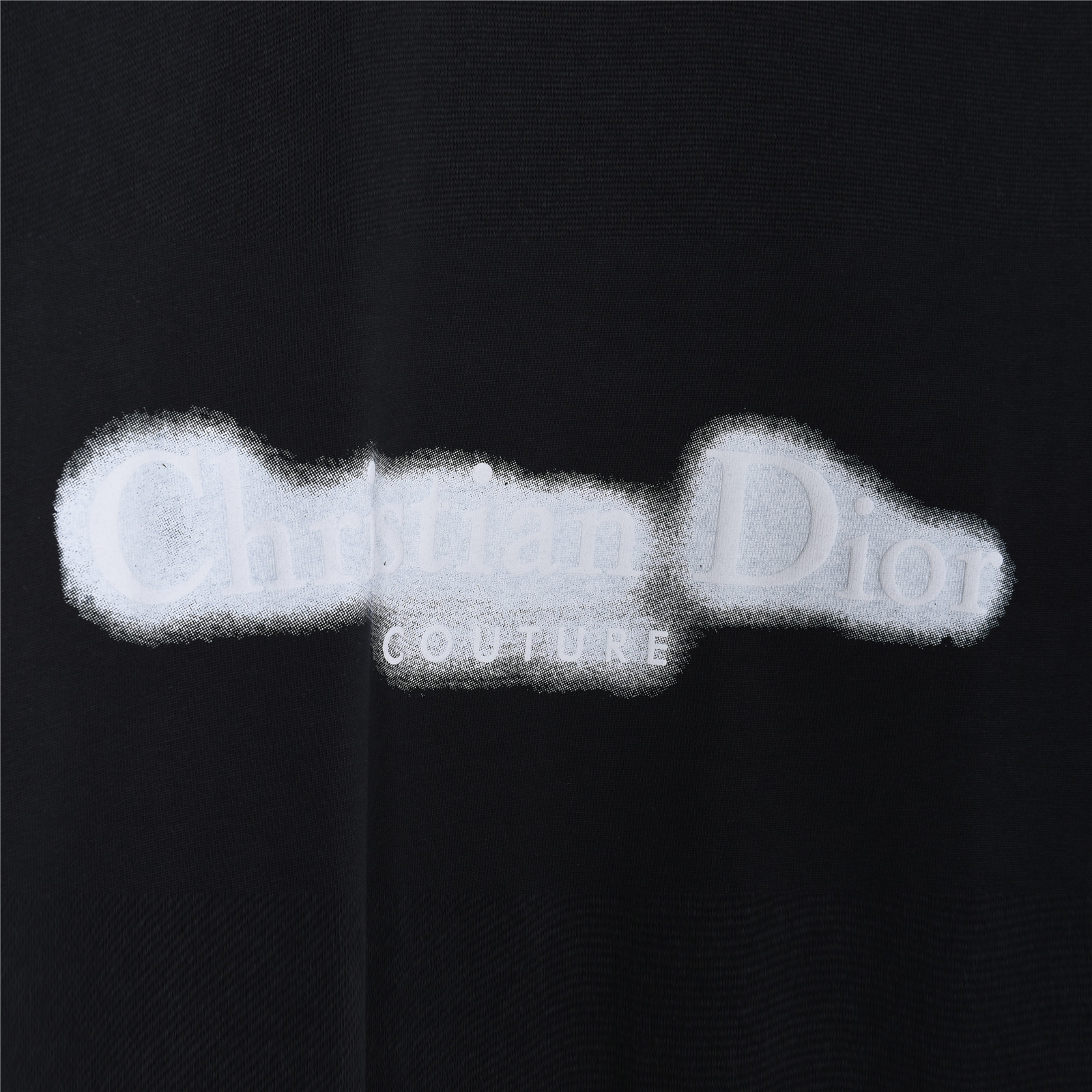 Dior 迪奥christianDior26SS黑白刷痕字母圆领短袖T恤