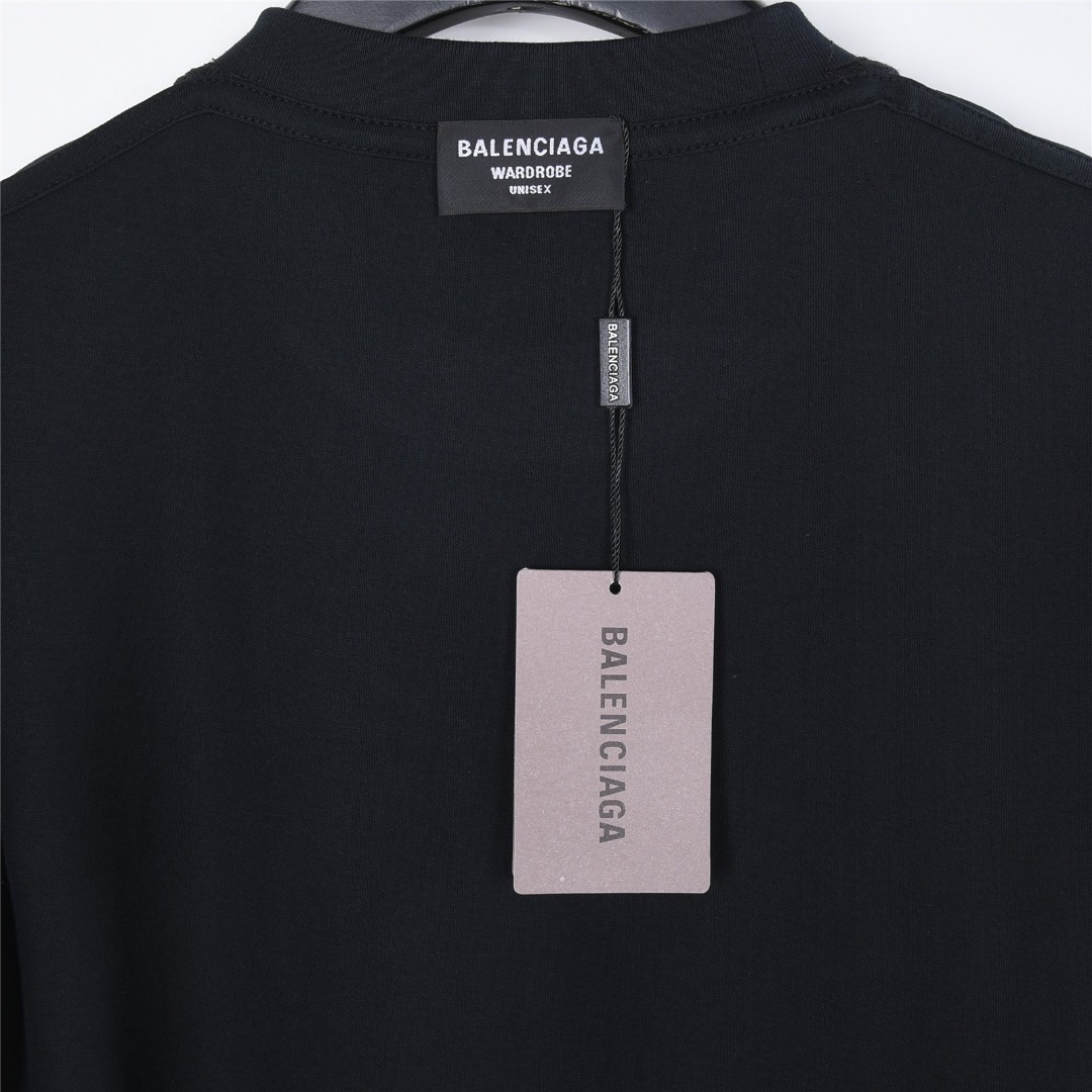 Balenciag 巴黎世家蓝色徽标龟裂印花短袖T恤-Chinese UA Cheap High Quatity Brand Clothes Bags handbags Sneakers wholesale wholesaler seller from China Factory suppliers Fashion Clothing Shoes best Quality Beautiful Price Balenciag 巴黎世家蓝色徽标龟裂印花短袖T恤