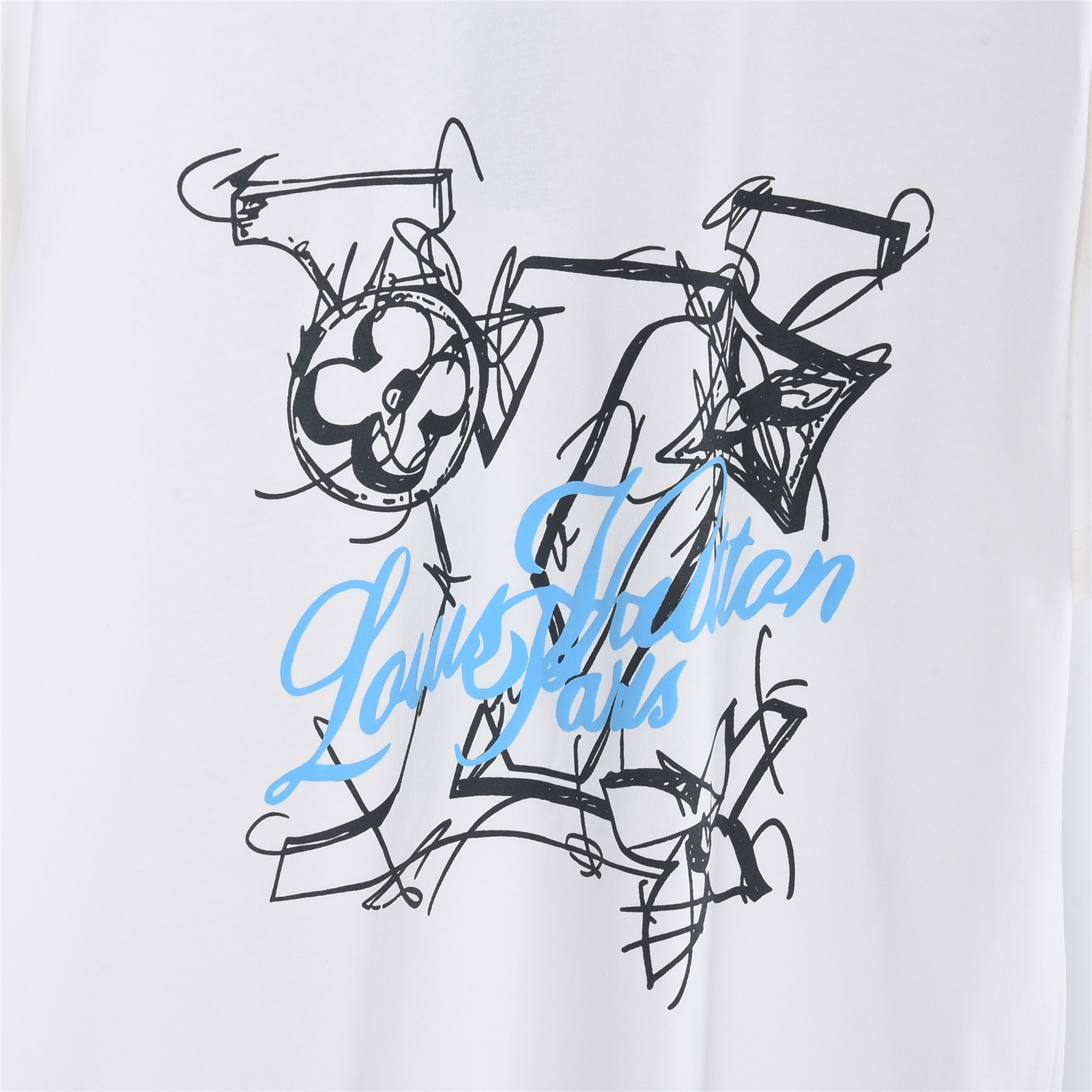 LouisVuitton/路易威登手绘涂鸦字母短袖T恤 黑色 白色-Top High Quatity Cheap Sneakers Fashion Clothing Clothes Bags handbags Shoes of all Brand wholesale With The best Quality And Beautiful Price from China Factory Chinese suppliers wholesaler seller LouisVuitton/路易威登手绘涂鸦字母短袖T恤 黑色 白色