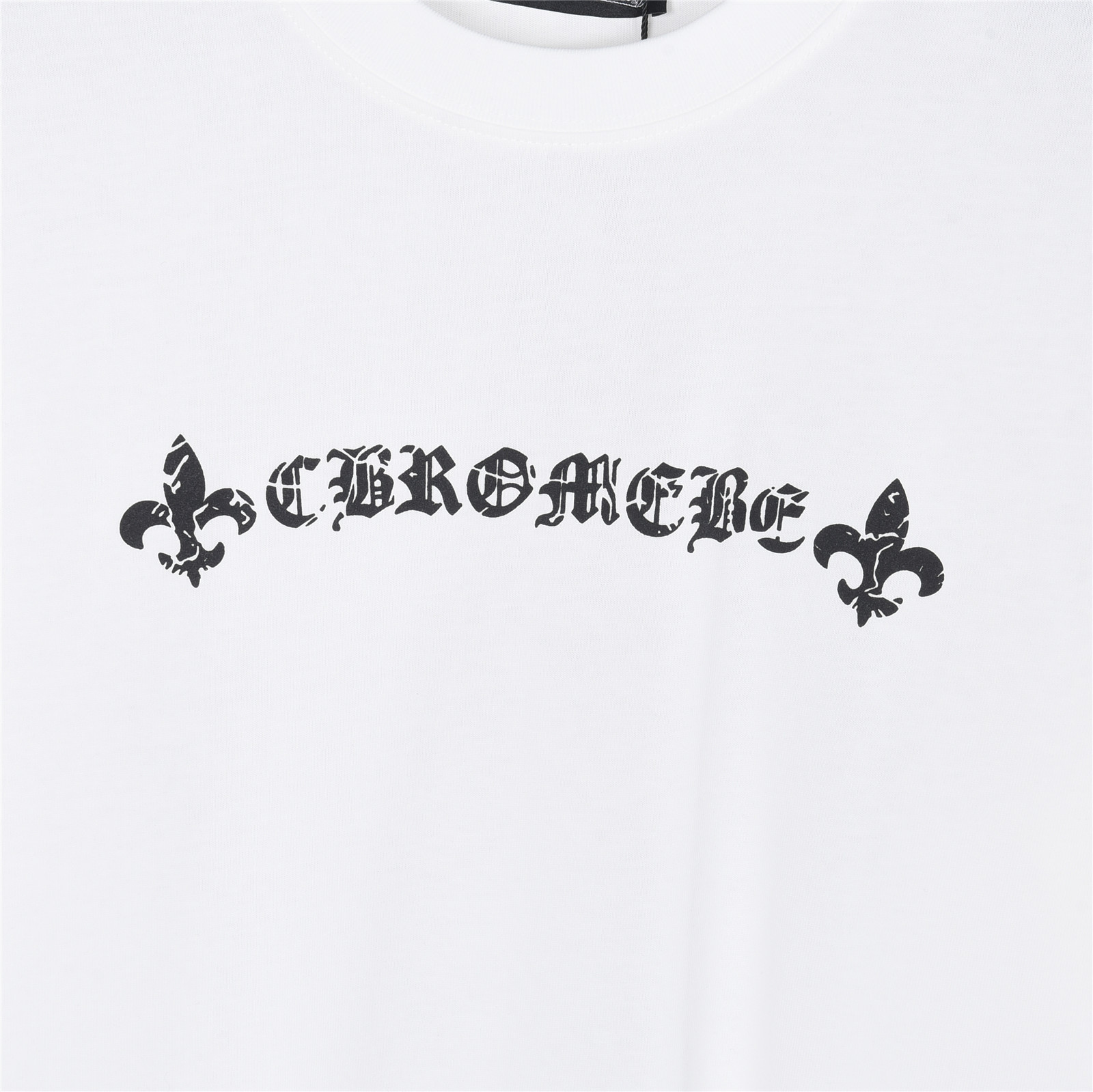 CHROMEHEARTS克罗心CH龟裂马蹄十字架印花短袖T恤 黑色 白色