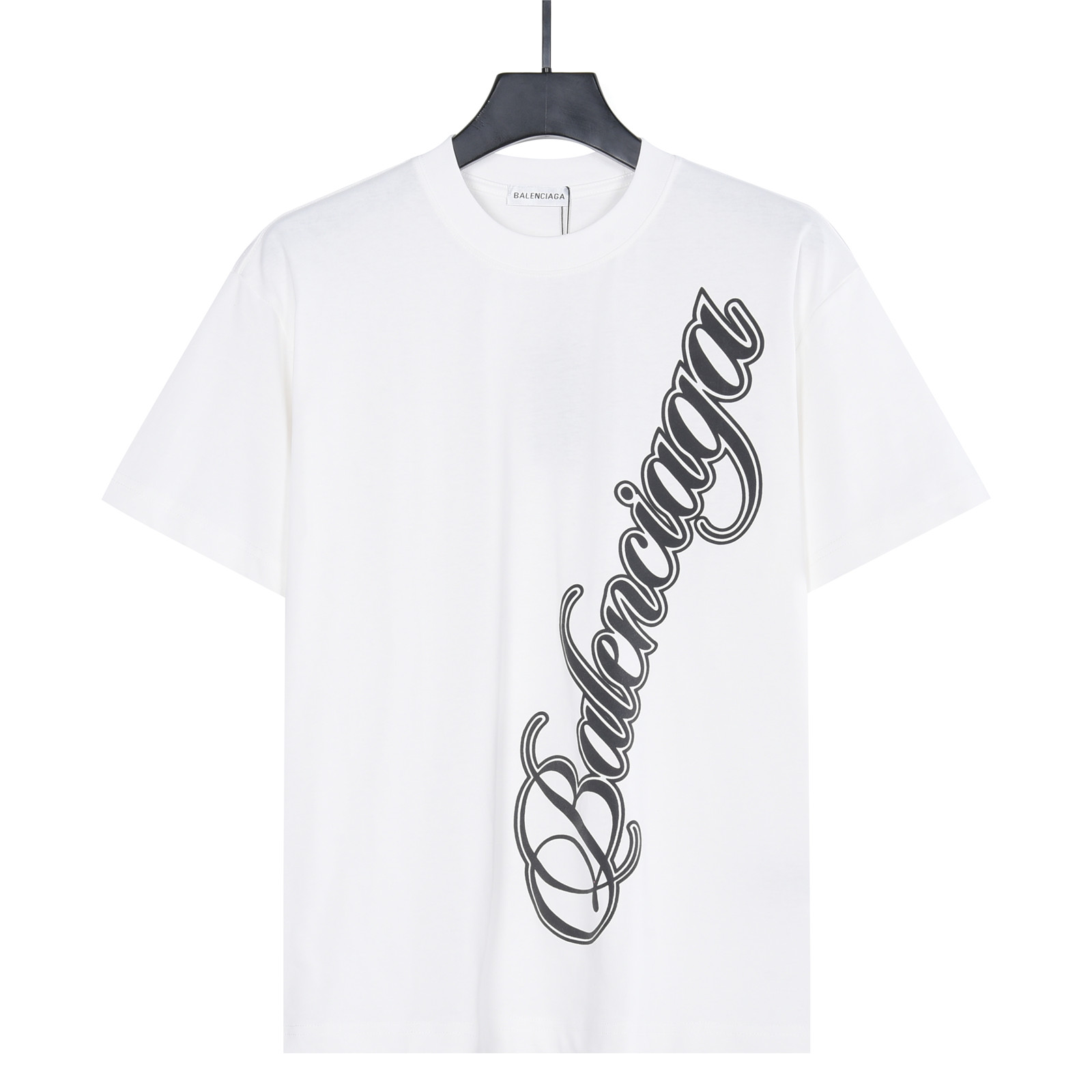 Balenciaga/巴黎世家 斜向花体字母短袖T恤 黑色 白色 Balenciaga/巴黎世家 斜向花体字母短袖T恤 黑色 白色