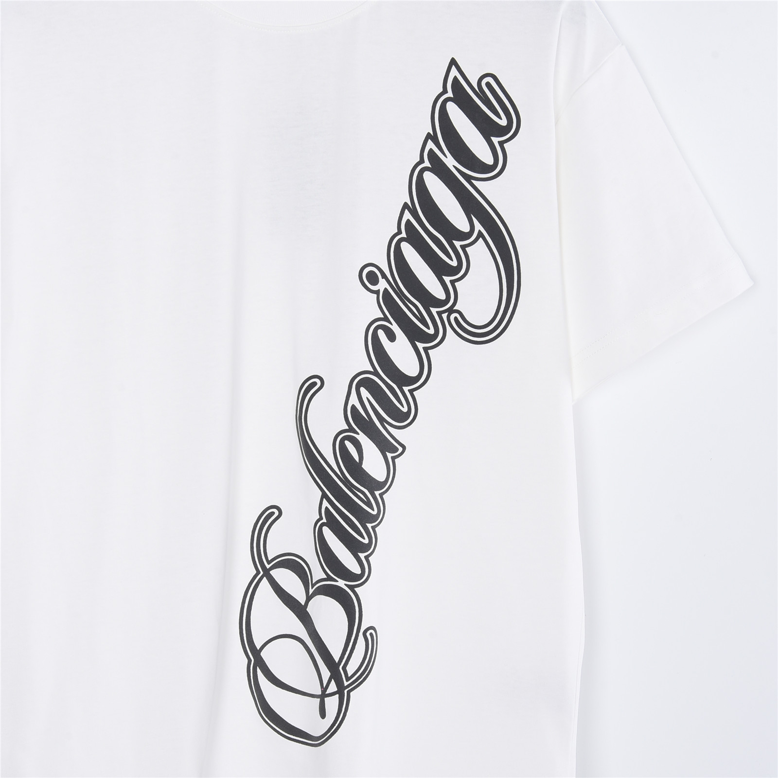 Balenciaga/巴黎世家 斜向花体字母短袖T恤 黑色 白色-莆田鞋,莆田鞋货源,高仿鞋,高仿鞋货源,安福档口,莆田高仿鞋,莆田鞋批发,高仿鞋批发,莆田高仿运动鞋,高仿运动鞋,莆田运动鞋 Balenciaga/巴黎世家 斜向花体字母短袖T恤 黑色 白色