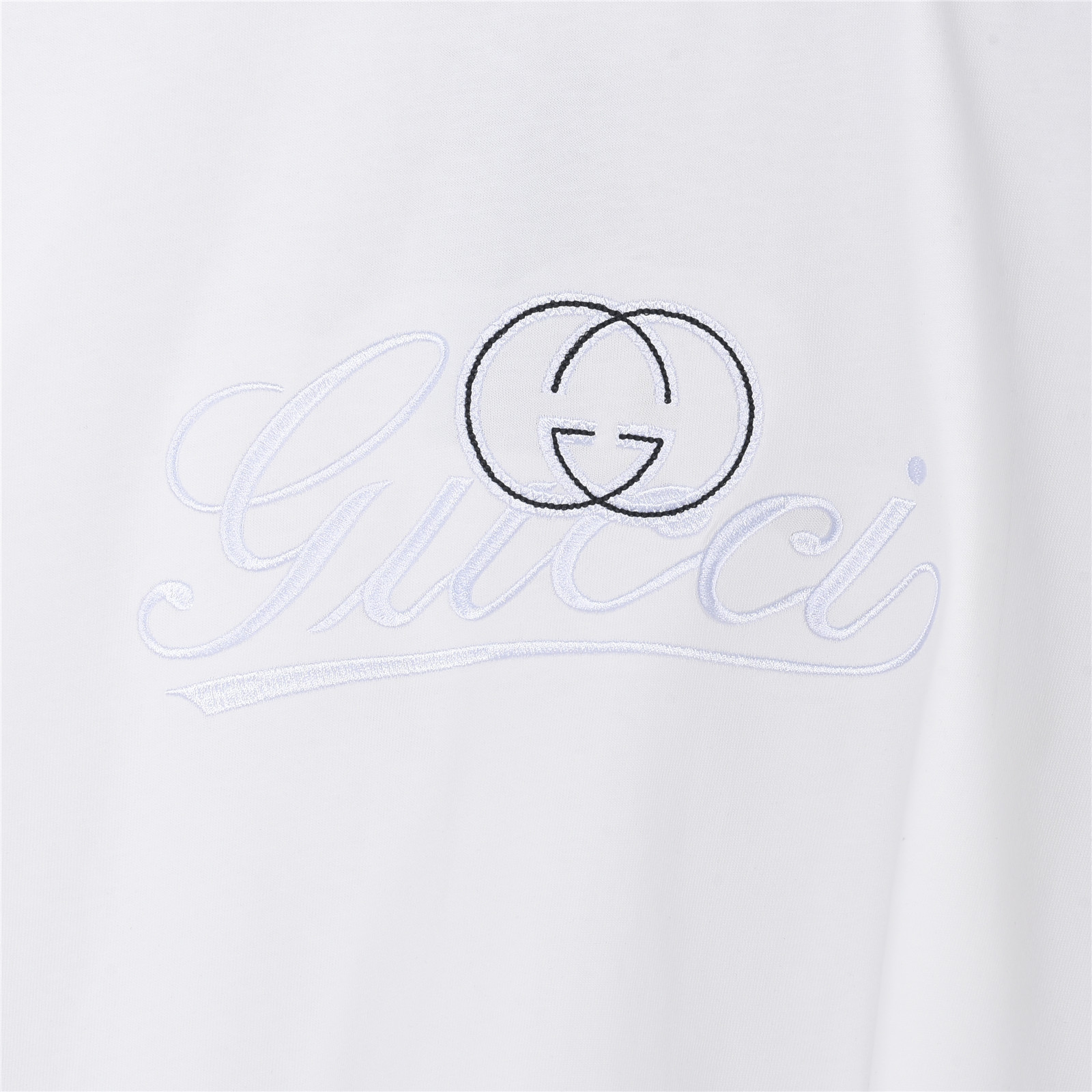 Gucci/古驰 双G蓝线刺绣短袖T恤 黑色 白色-Chinese UA Cheap High Quatity Brand Clothes Bags handbags Sneakers wholesale wholesaler seller from China Factory suppliers Fashion Clothing Shoes best Quality Beautiful Price Gucci/古驰 双G蓝线刺绣短袖T恤 黑色 白色