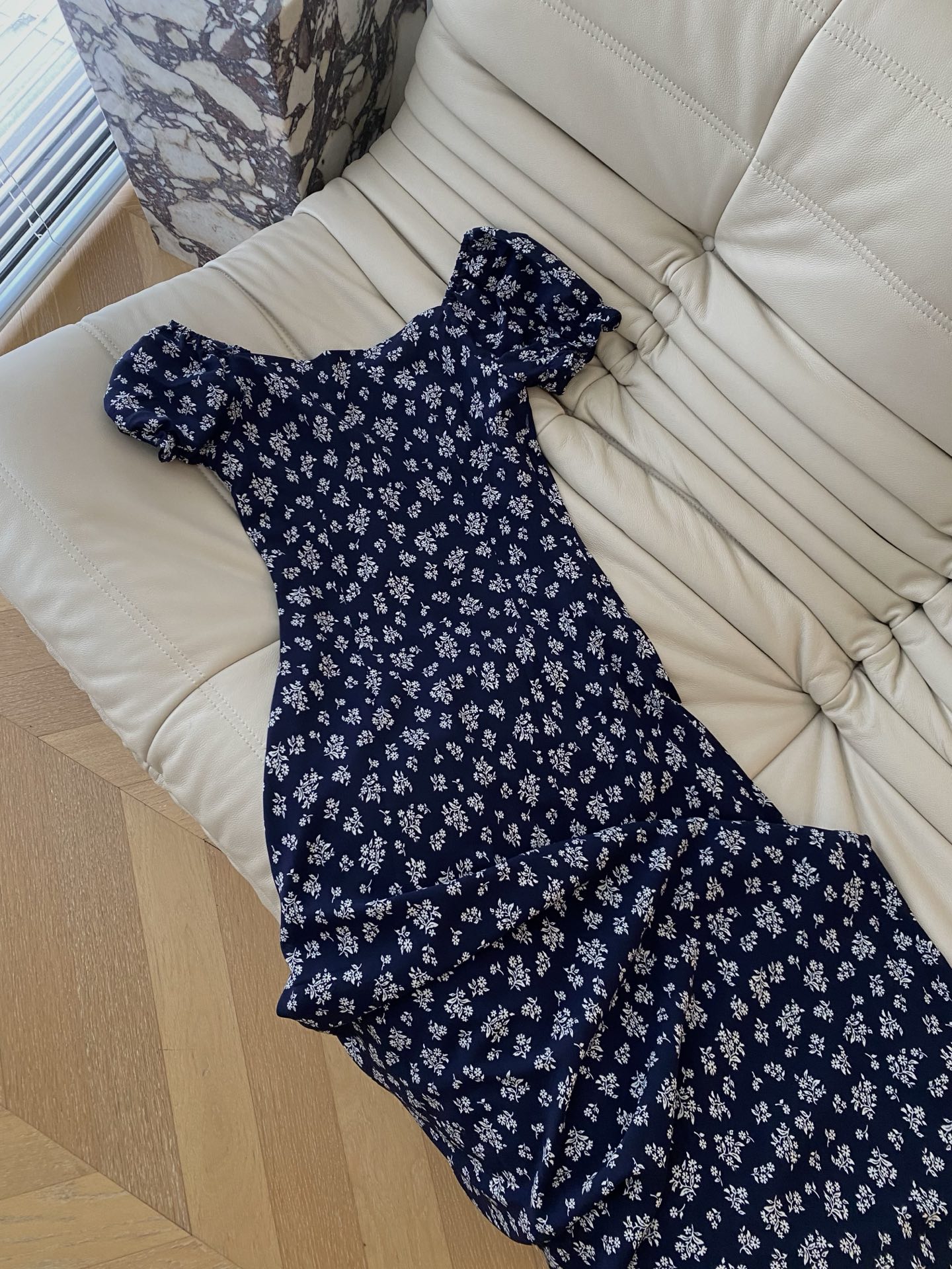 Floral Print Mini Dress with Square Neck and Puff Sleeves - Navy Blue 7 i1746352097914 5200 0 5