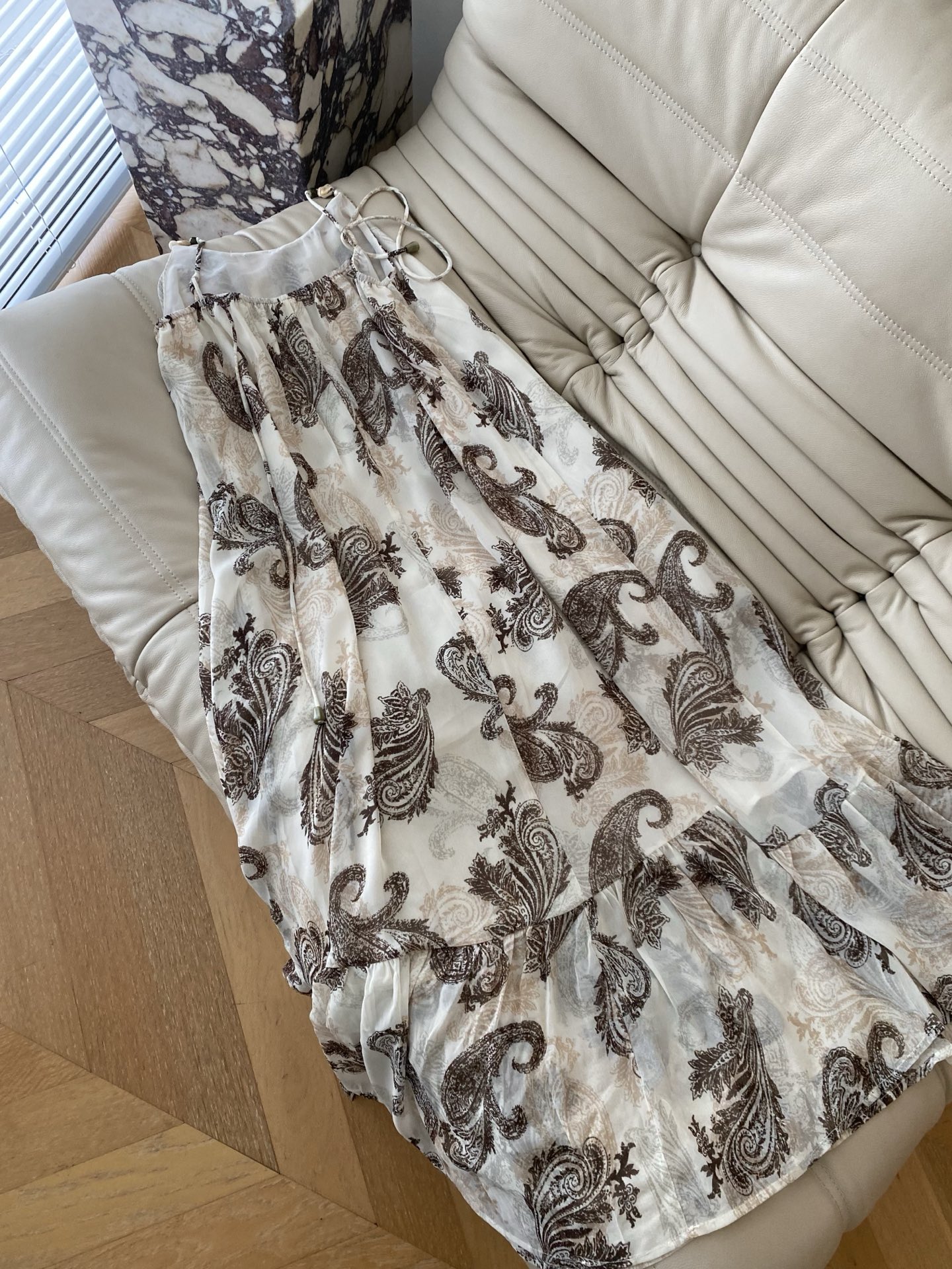 Elegant Cashew Flower Print Maxi Dress with Delicate Beaded Straps 8 i1746524591373 8163 0 6