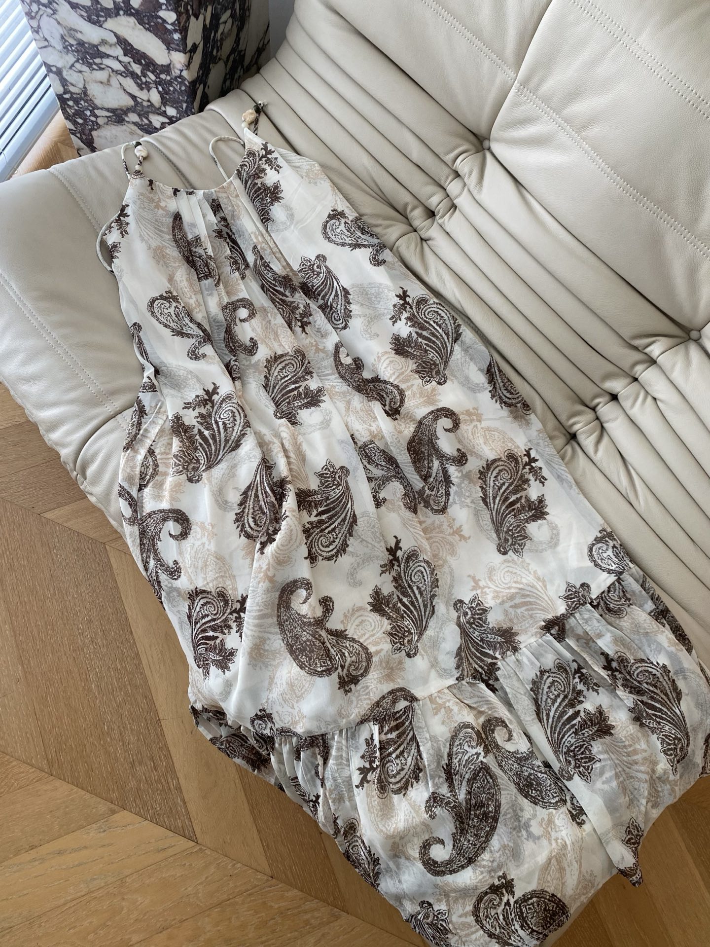 Elegant Cashew Flower Print Maxi Dress with Delicate Beaded Straps 2 i1746524591409 4041 0 0
