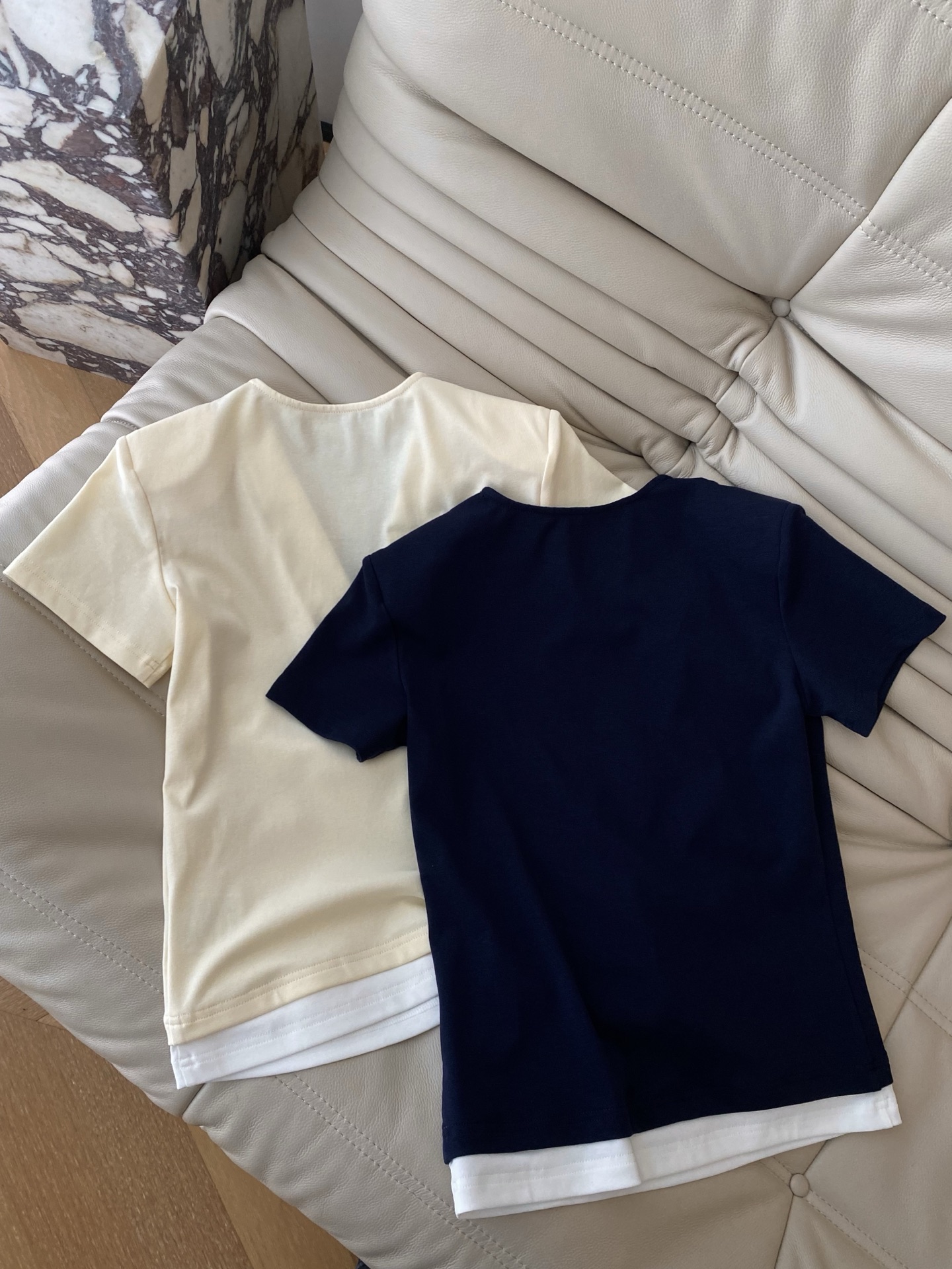 Two-Tone V-Neck Cotton Tee with Button Detail - Effortless Style 6 i1747384642353 4670 0 4