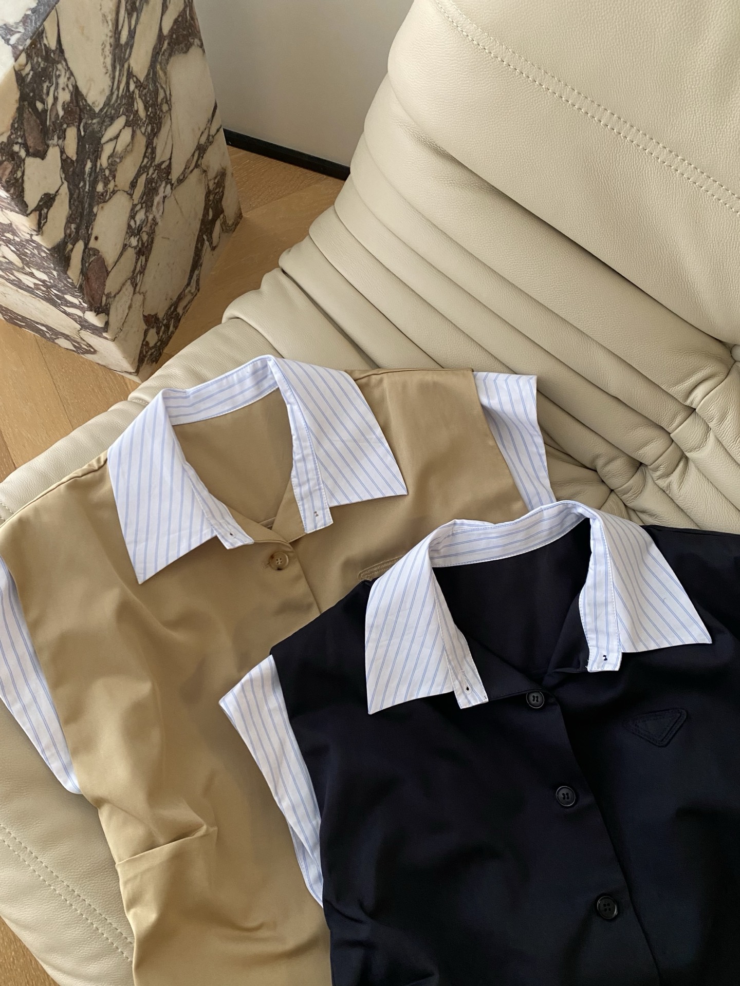 “Versatile P955 Female Suit: Striped Shirts, Classic Design, Retro Touches for Spring/Summer” - 图片 2