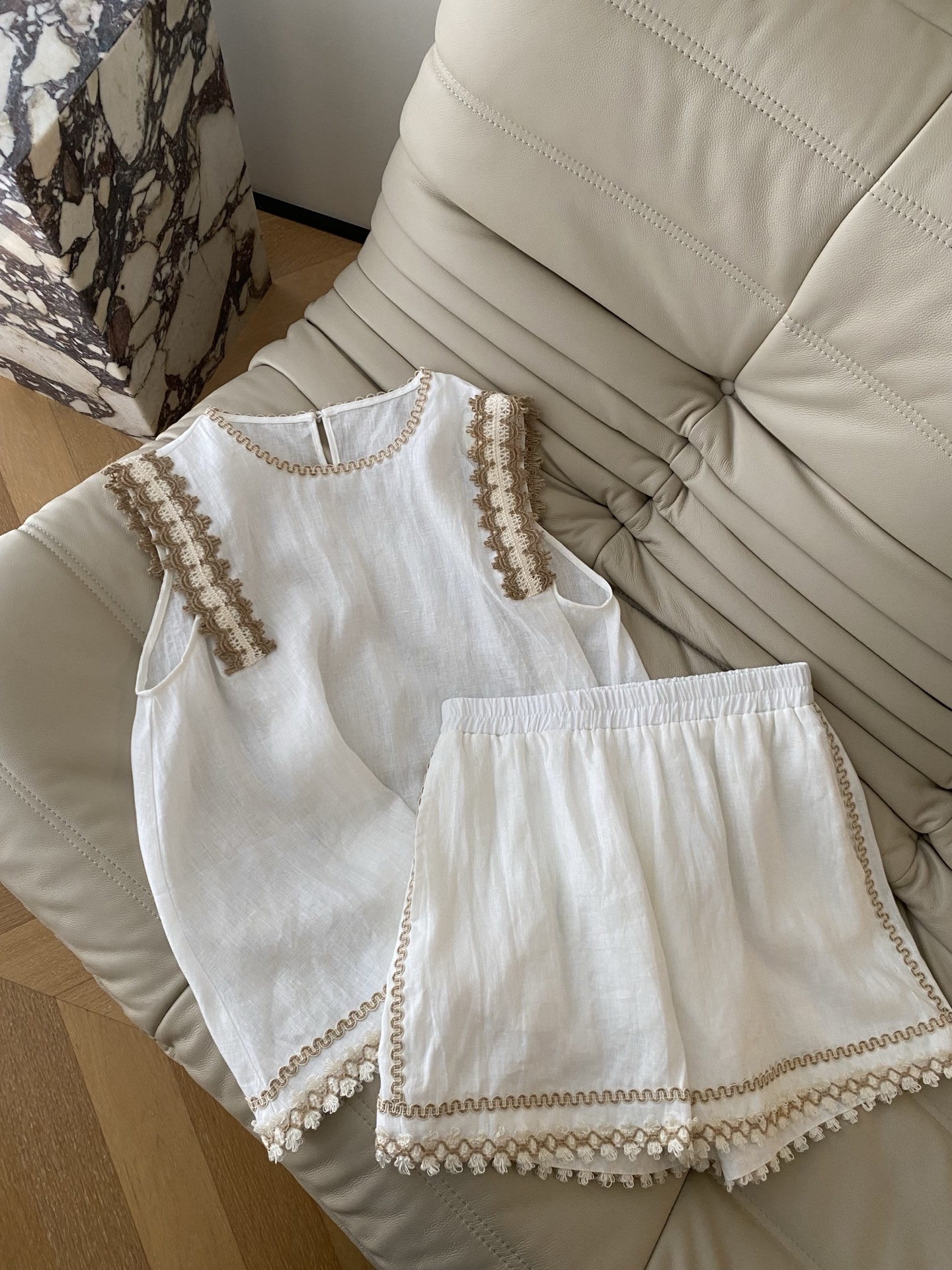 Linen Crochet Vest and Shorts Set - Lightweight & Breathable Summer Outfit 2 i1747903708256 1921 0 0