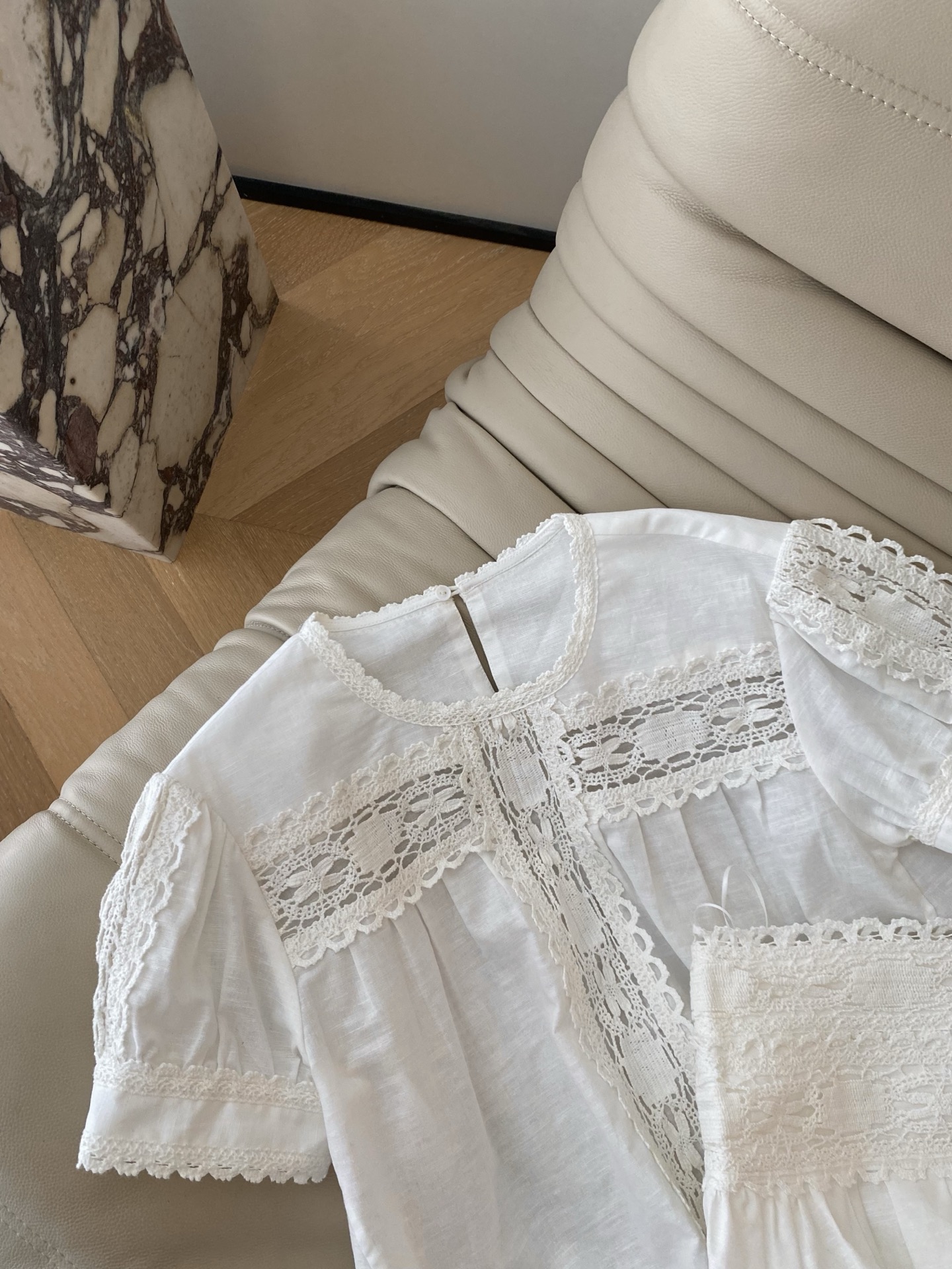 Elegant White Floral Lace Short Sleeve Set - Perfect for Spring/Summer 3 i1748424087122 7730 0 1