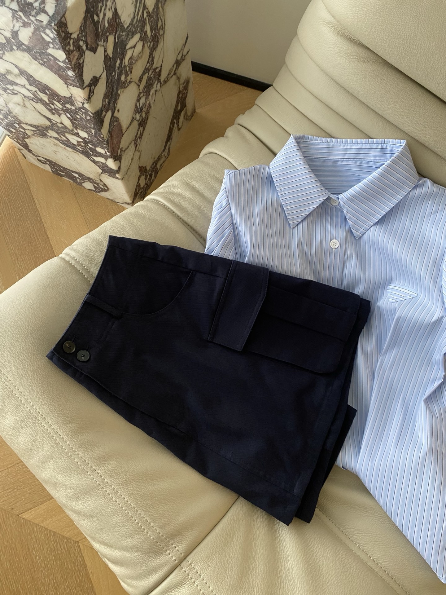 Blue Striped Puff Sleeve Shirt - Classic Cotton Blouse for Women, S-L 6 i1748425085843 3718 0 4