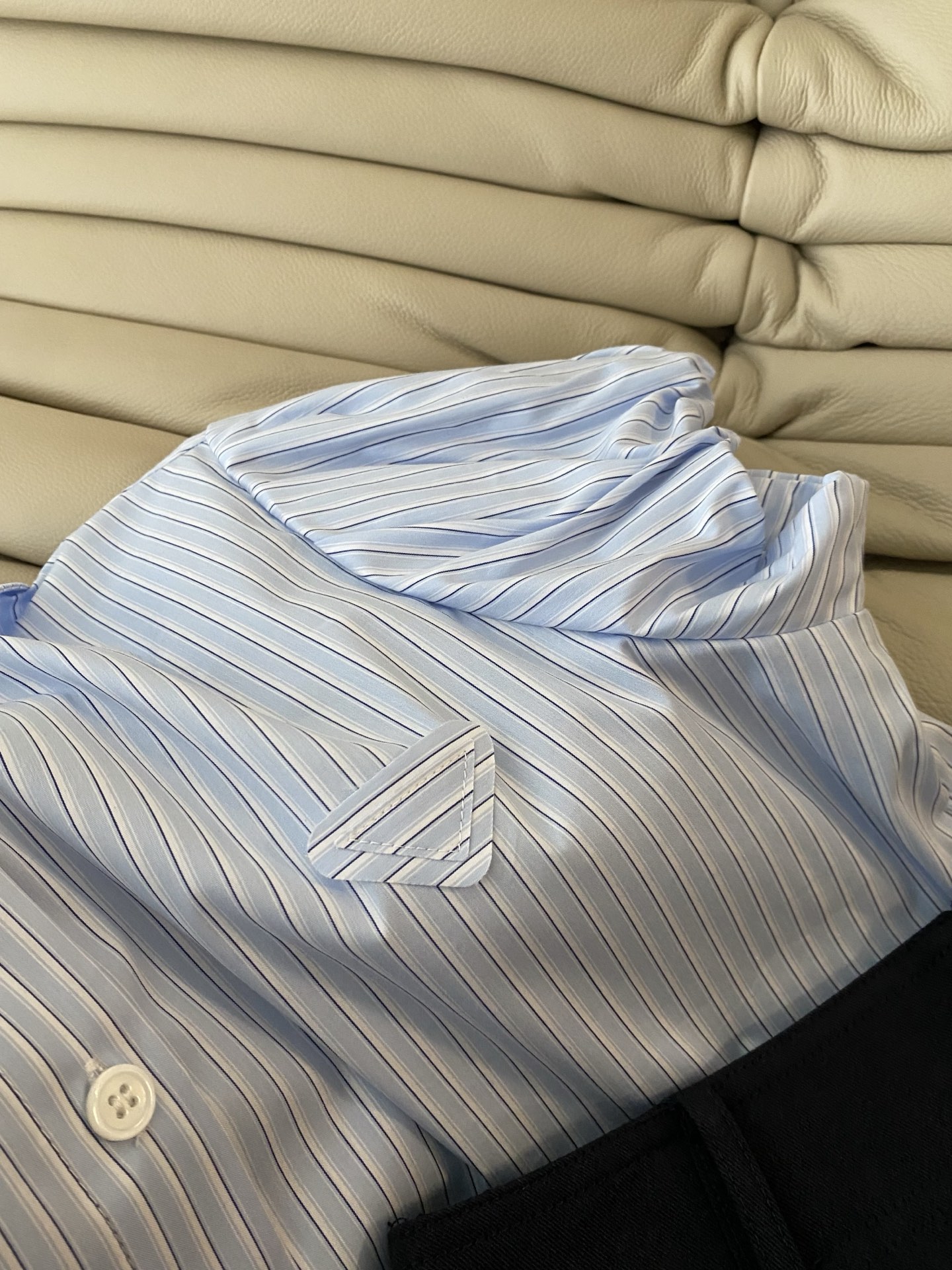 Blue Striped Puff Sleeve Shirt - Classic Cotton Blouse for Women, S-L 4 i1748425087088 5273 0 2