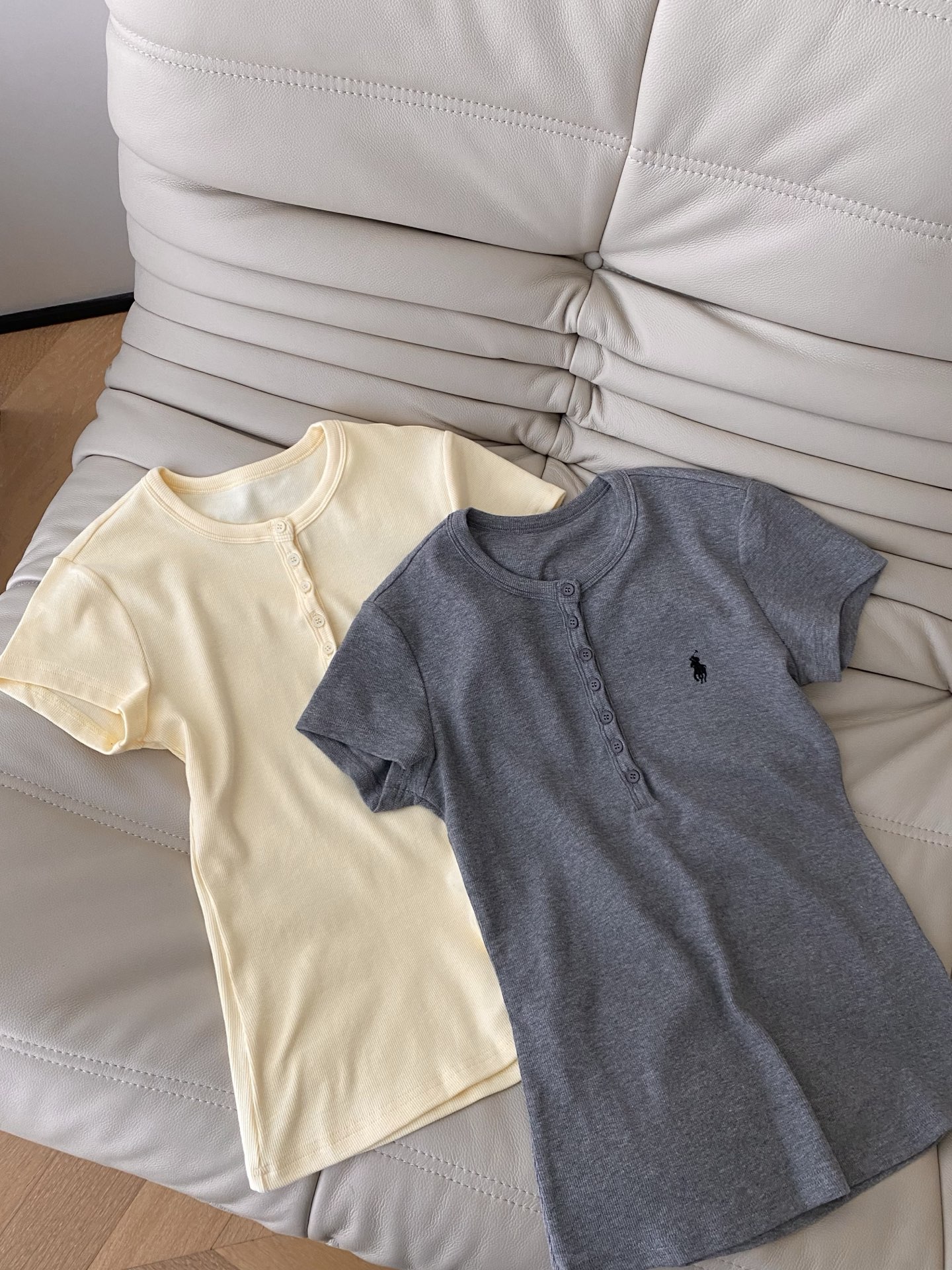 Women's Ribbed Knit Short Sleeve T-Shirt with Button Detail - Slim Fit 3 i1750586366641 7995 0 1