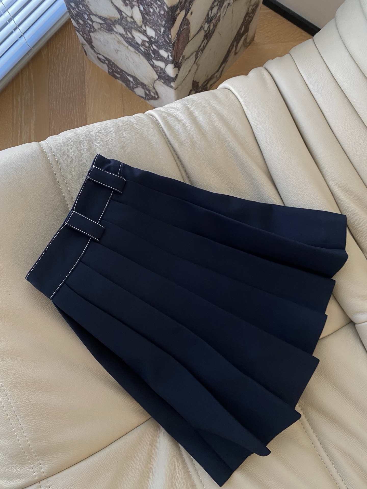 Wool Blend Pleated Mini Skirt - Navy Blue School Style A-Line Skirt 3 i1758022119126 9782 0 1