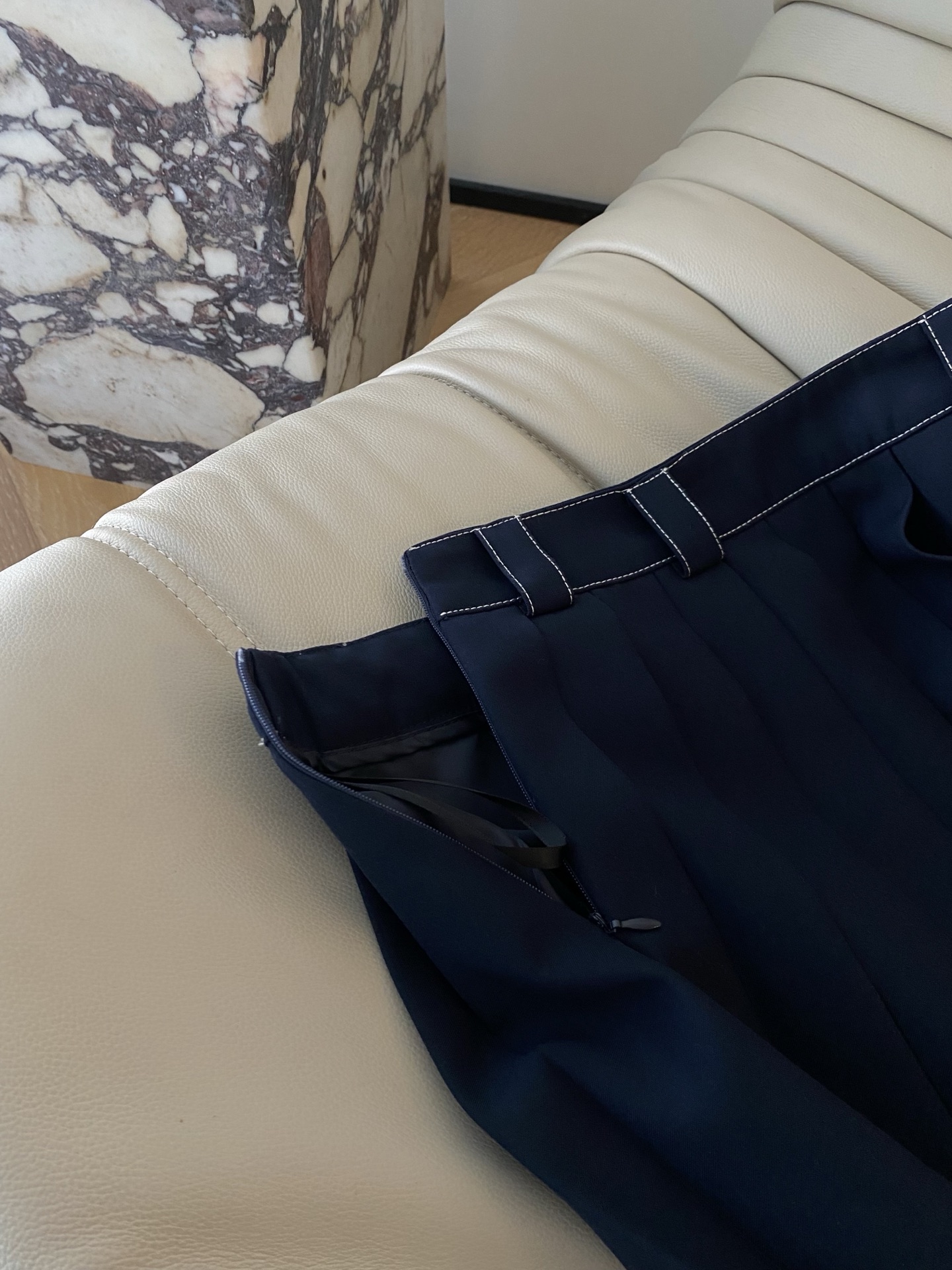 Wool Blend Pleated Mini Skirt - Navy Blue School Style A-Line Skirt 5 i1758022119173 9580 0 3