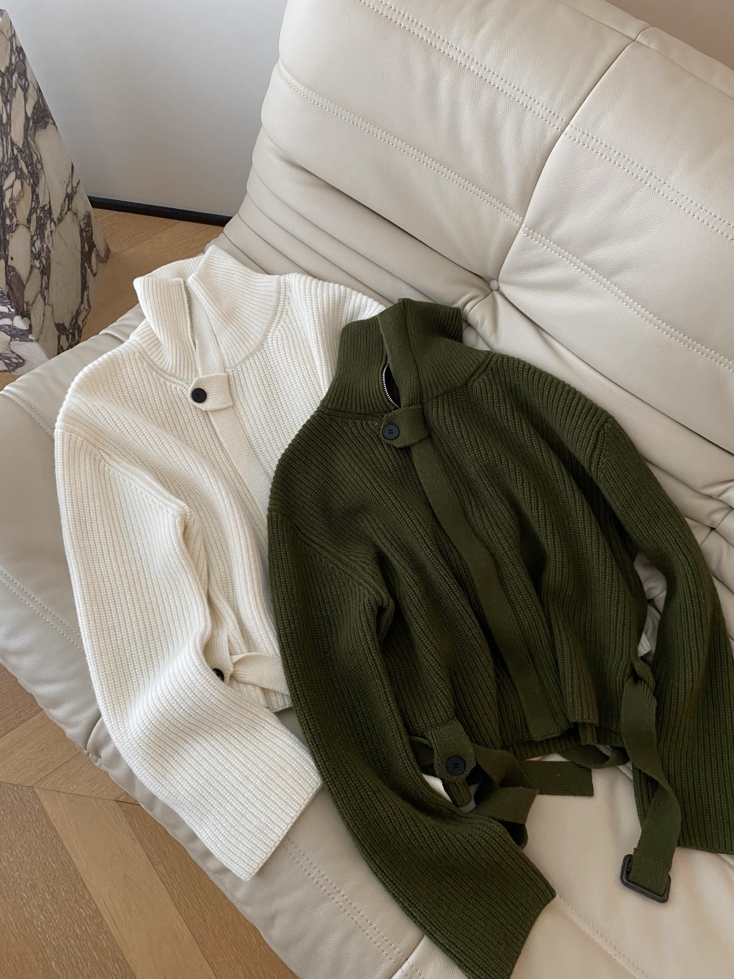 Wool High Collar Zipper Cardigan Sweater with Belted Waist - Chic & Cozy 2 i1760001900740 6047 0 0