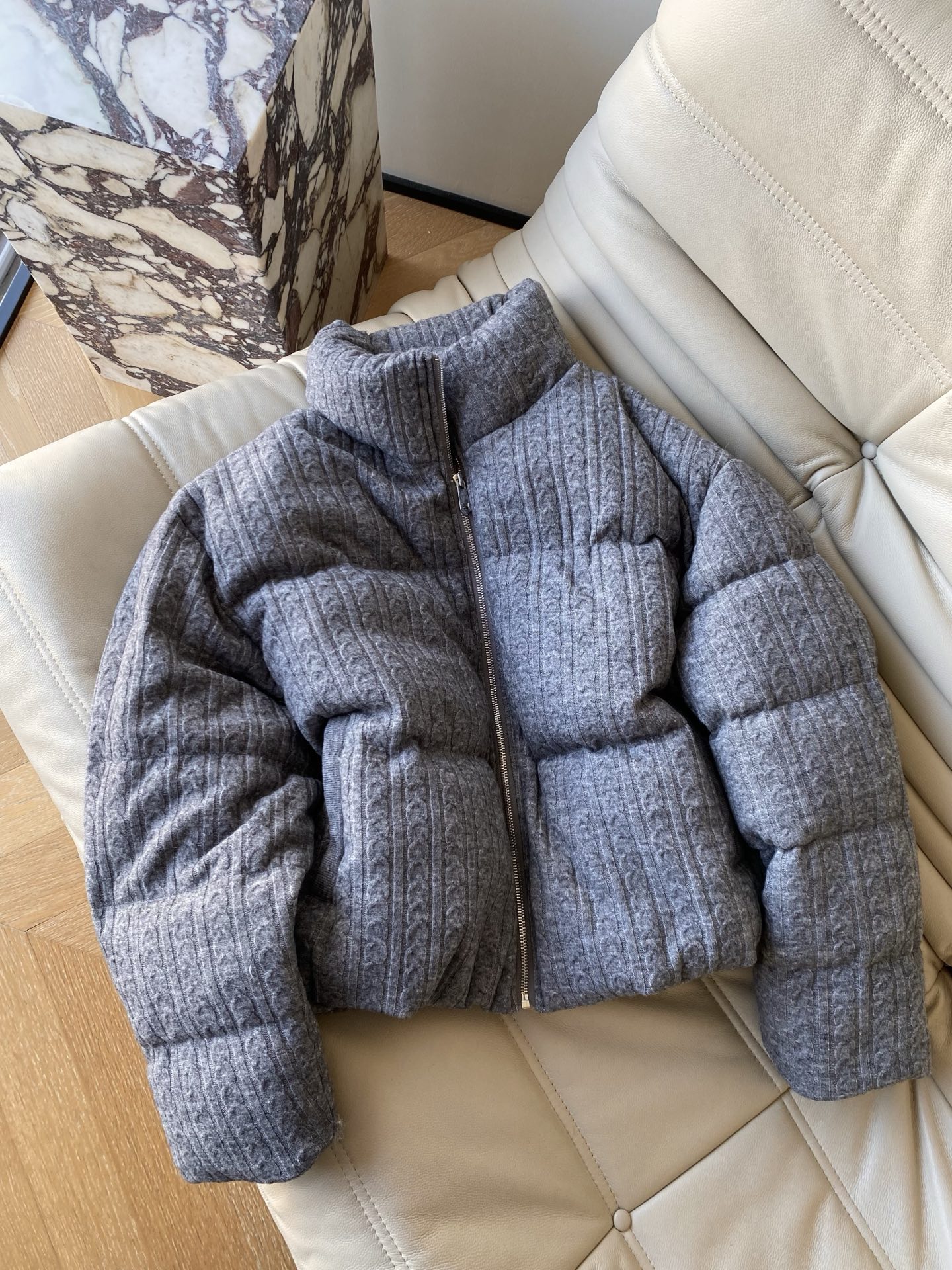 Gray Down Padded Jacket – Warm, Stylish, and Perfect for Petite Women