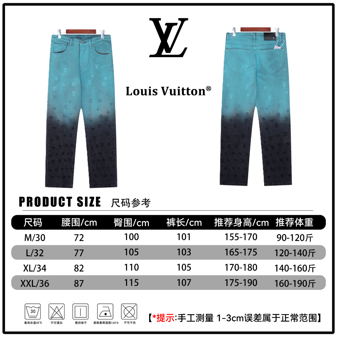 🔘『Referencia de tamaño』 🔘Louis Vuitton 24FW jeans bordados con degradado en contraste con juntas estilo pasarela* Med…