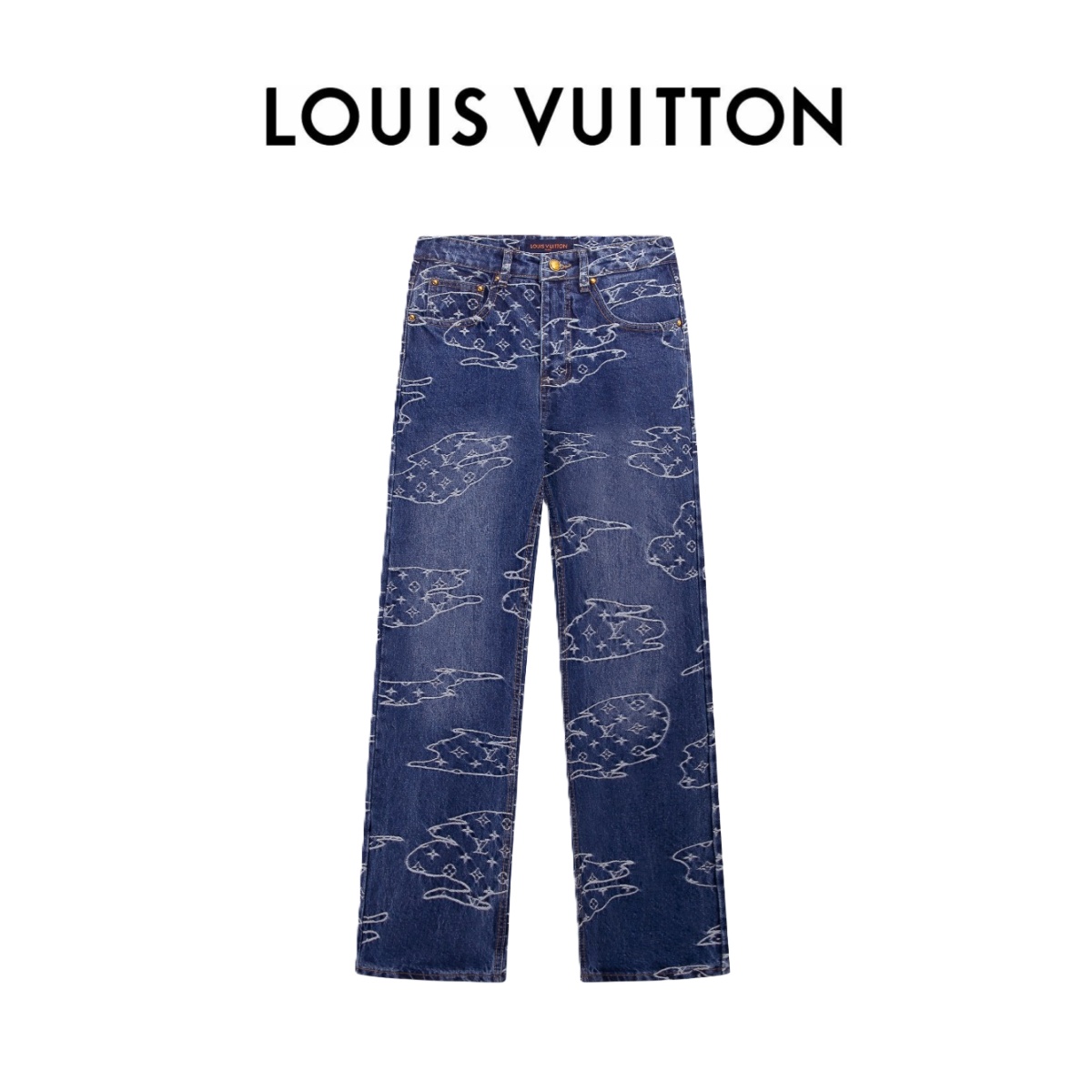 🔘『Imagen de fondo blanco』 🔘Jeans Louis Vuitton 25FW LV muaré jacquard LOGO* P125