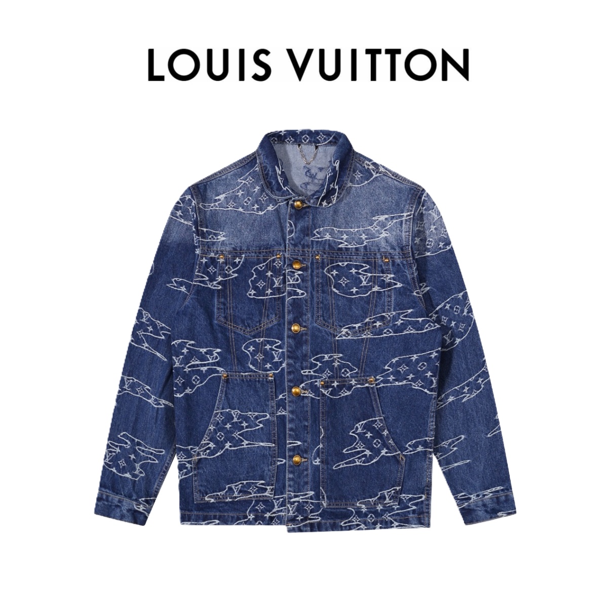 🔘『Imagen de fondo blanco』 🔘Chaqueta vaquera Louis Vuitton 25FW LV muaré jacquard LOGO* P155