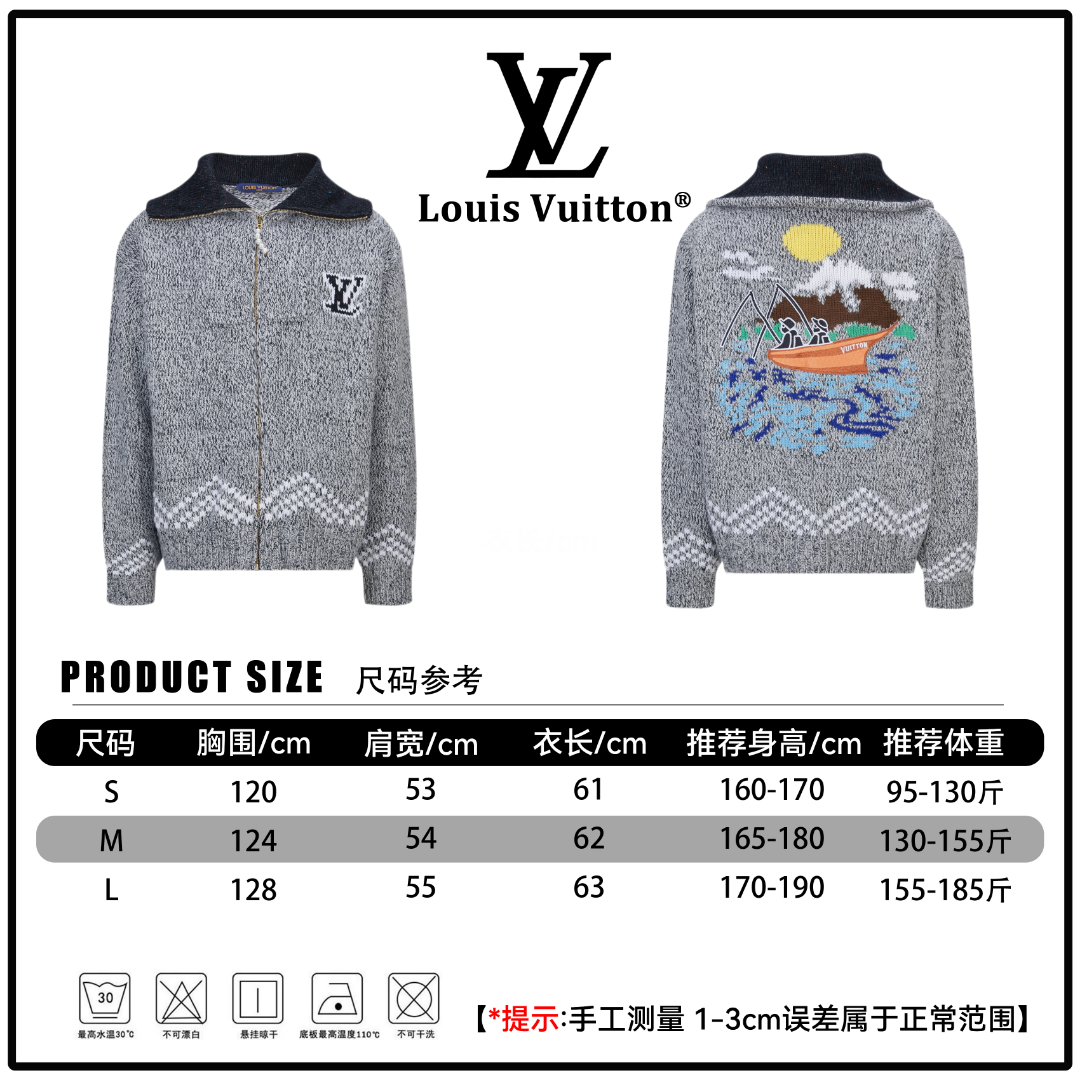 🔘『Referencia de tamaño』 🔘Louis Vuitton𝐋𝐨𝐮𝐢𝐬 𝐕𝐮𝐢𝐭𝐭𝐨𝐧 Marca conjunta｜Pharrell × Nigo Cárdigan de punto con …