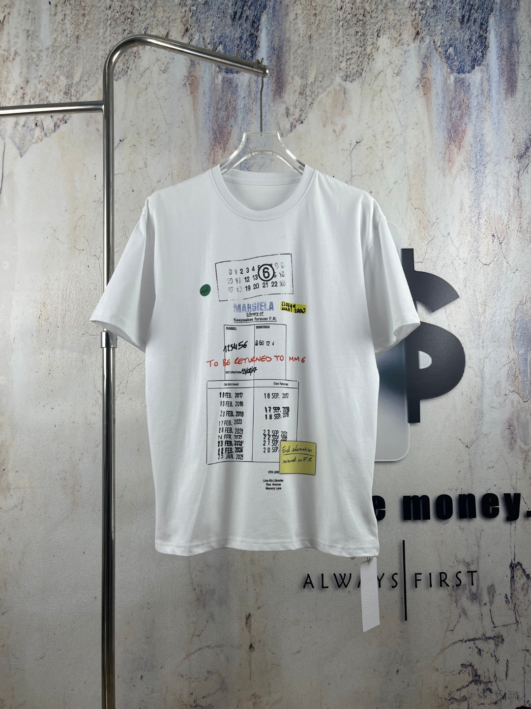 P95 N.º de modelo-ML771 🔘Maison Margiela 26SS Camiseta de manga corta con estampado de graffiti y nota de préstamo de …