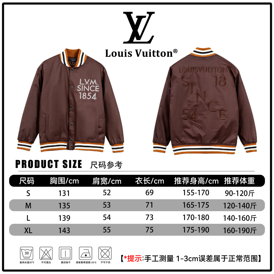 P365 🔘『Guía de tallas』 🔘Louis Vuitton 𝐋𝐨𝐮𝐢𝐬 𝐕𝐮𝐢𝐭𝐭𝐨𝐧 Chaqueta de béisbol de piloto 1854 con bordado de let…