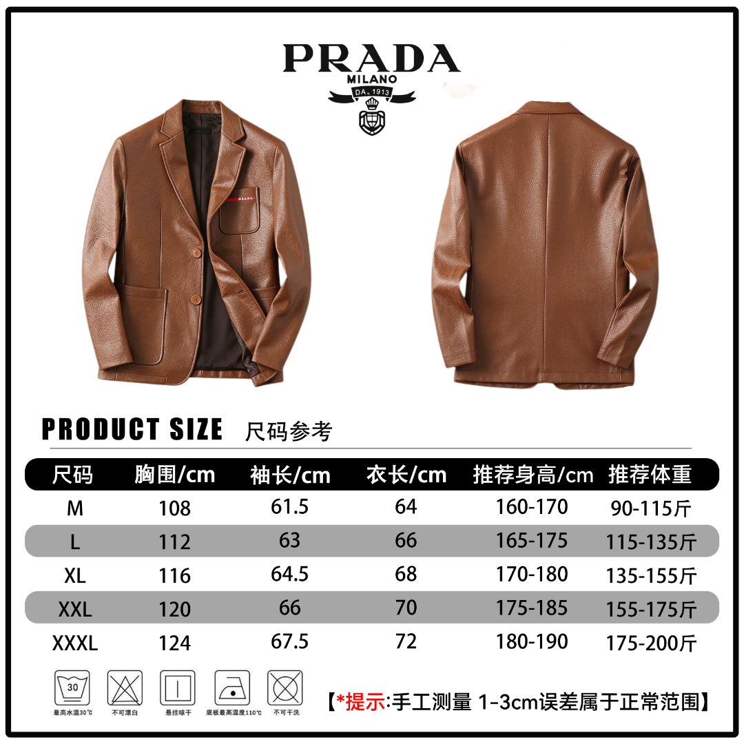 🔘『Referencia de tamaño』 🔘Prada𝐏𝐑𝐀𝐃𝐀 26FW traje de cuero de longitud media estilo dinero antiguo* Medición manual…