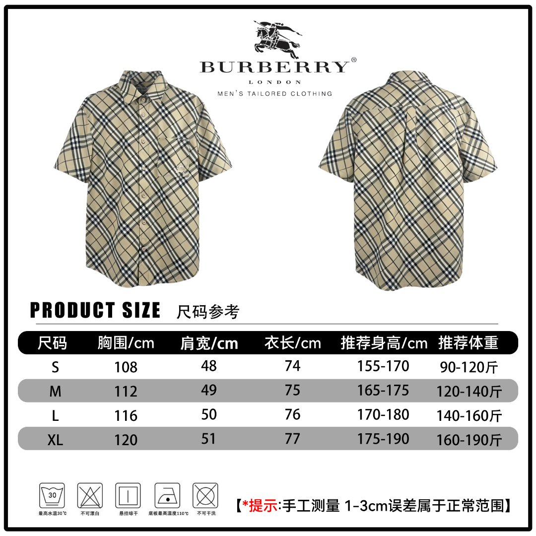 🔘『Referencia de tamaño』 🔘Burberry𝐁𝐮𝐫𝐛𝐞𝐫𝐫𝐲 26SS Camisa clásica de manga corta con bordado de caballo de guerra…
