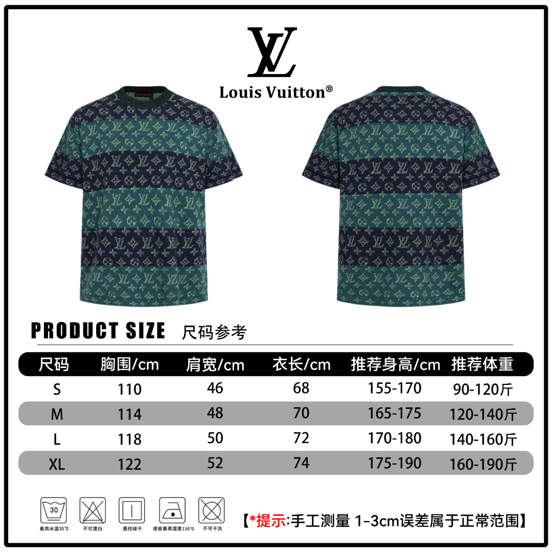 P180 🔘Louis Vuitton 26SS Monogram jacquard knit short sleeve* Hand measurement, may have 1-3cm error*
