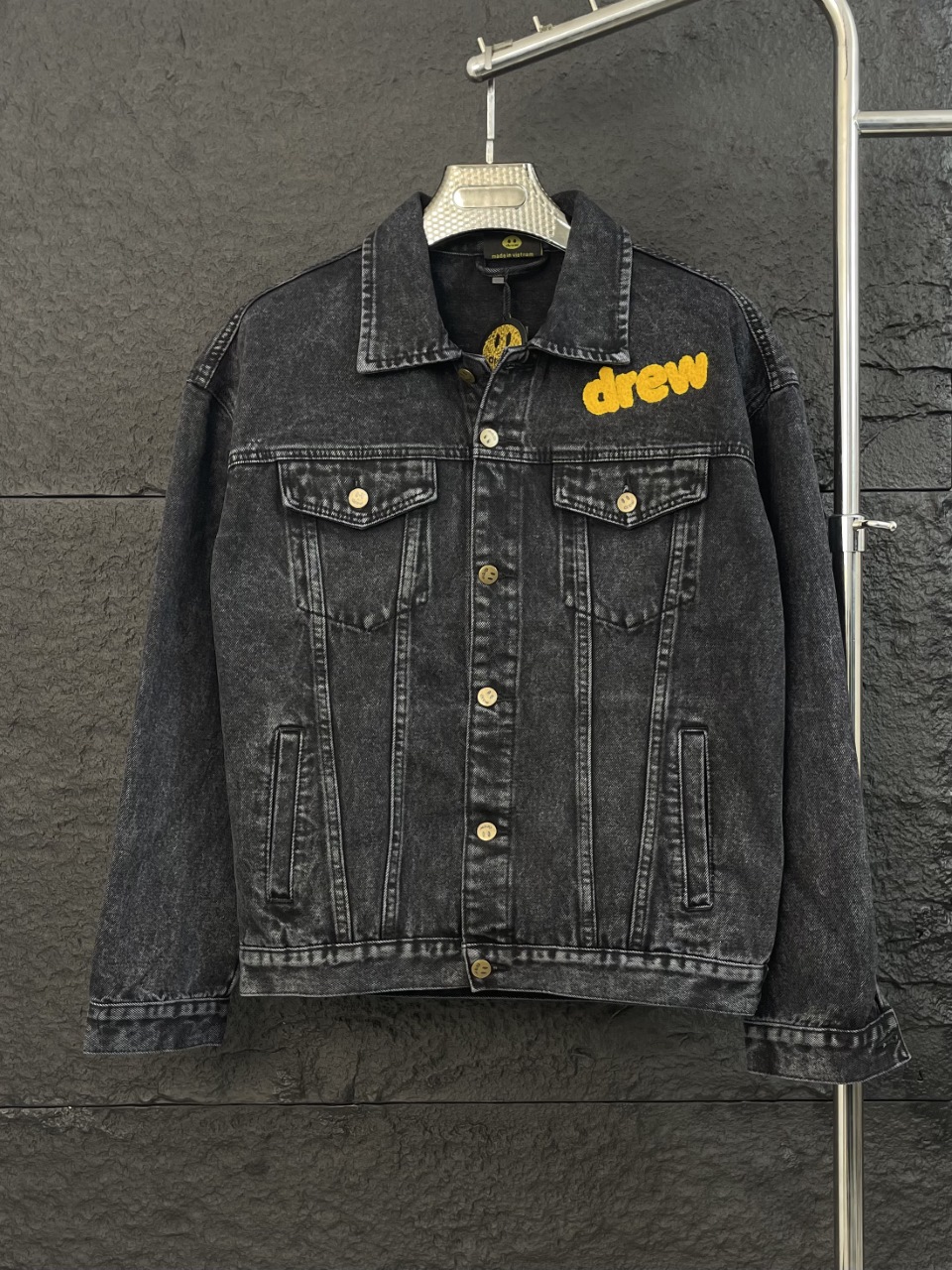 , número de modelo XL023. Chaqueta vaquera Drew House del mismo estilo que Justin Bieber. Lavado intenso, lle…