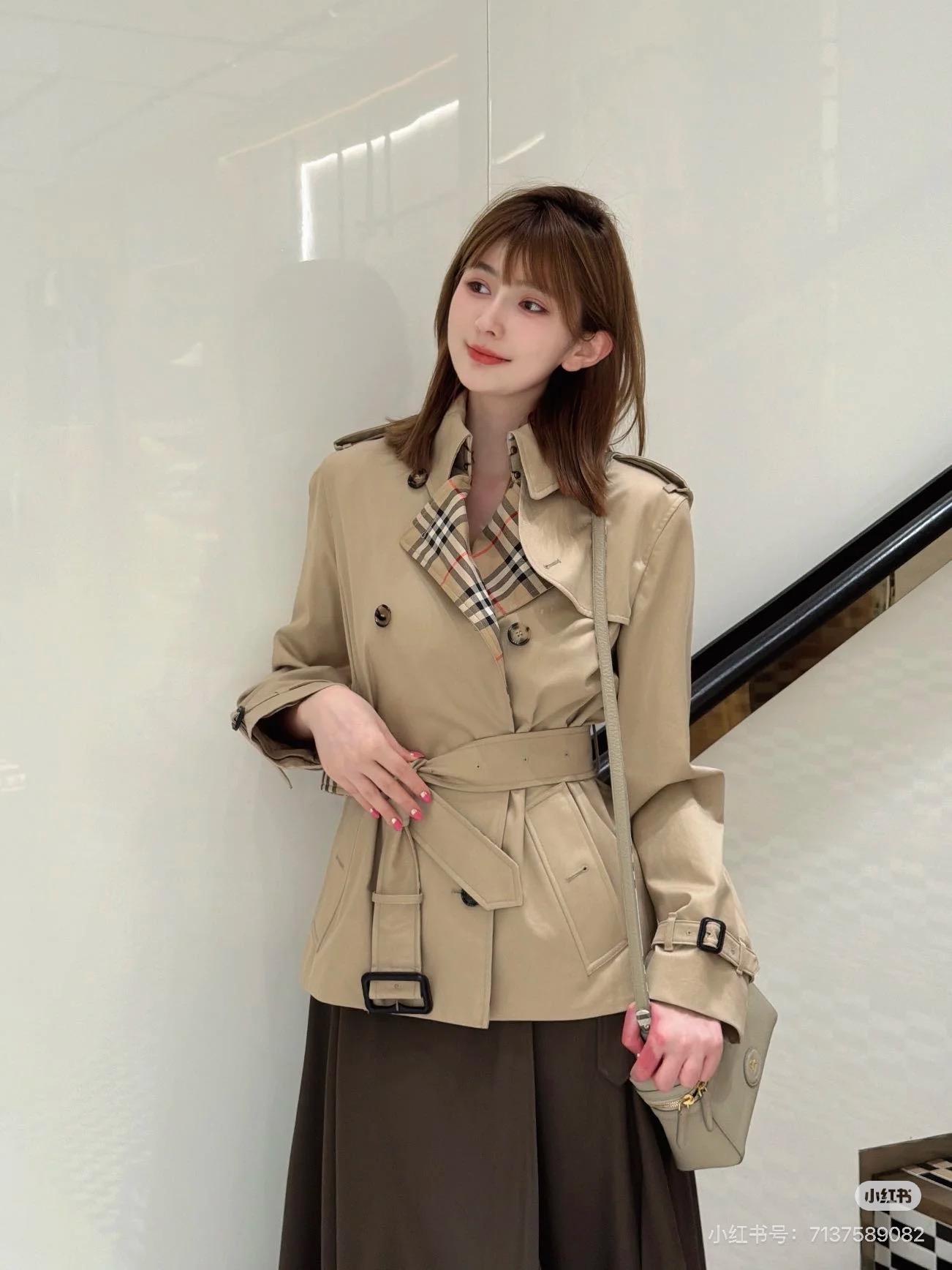 Burberry Beige Belted Short Trench Jacket