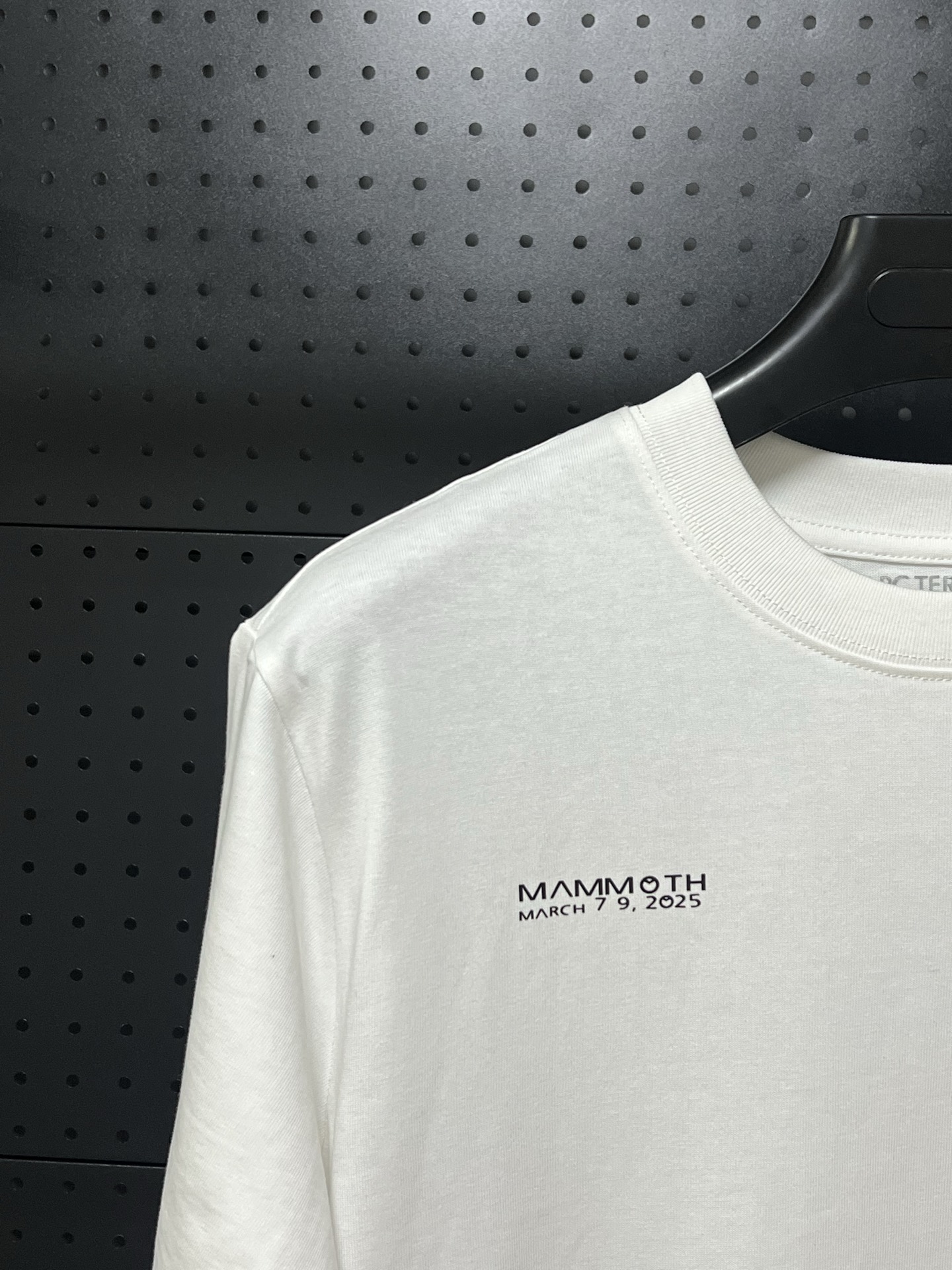 💰75 💥高版本💥     
Arc'Teryx/始祖鸟联名Mammoth猛犸象25年新款280克高克重纯棉印花T恤
始祖鸟字母LOGO印花，高端32s双纱280克面料重磅面料，定制拉架罗纹同缸同染。包装袋，主标，洗水麦，下摆鸟标所有配件齐全。
颜色：黑色，白色，
码数：xS-L【宽松版】