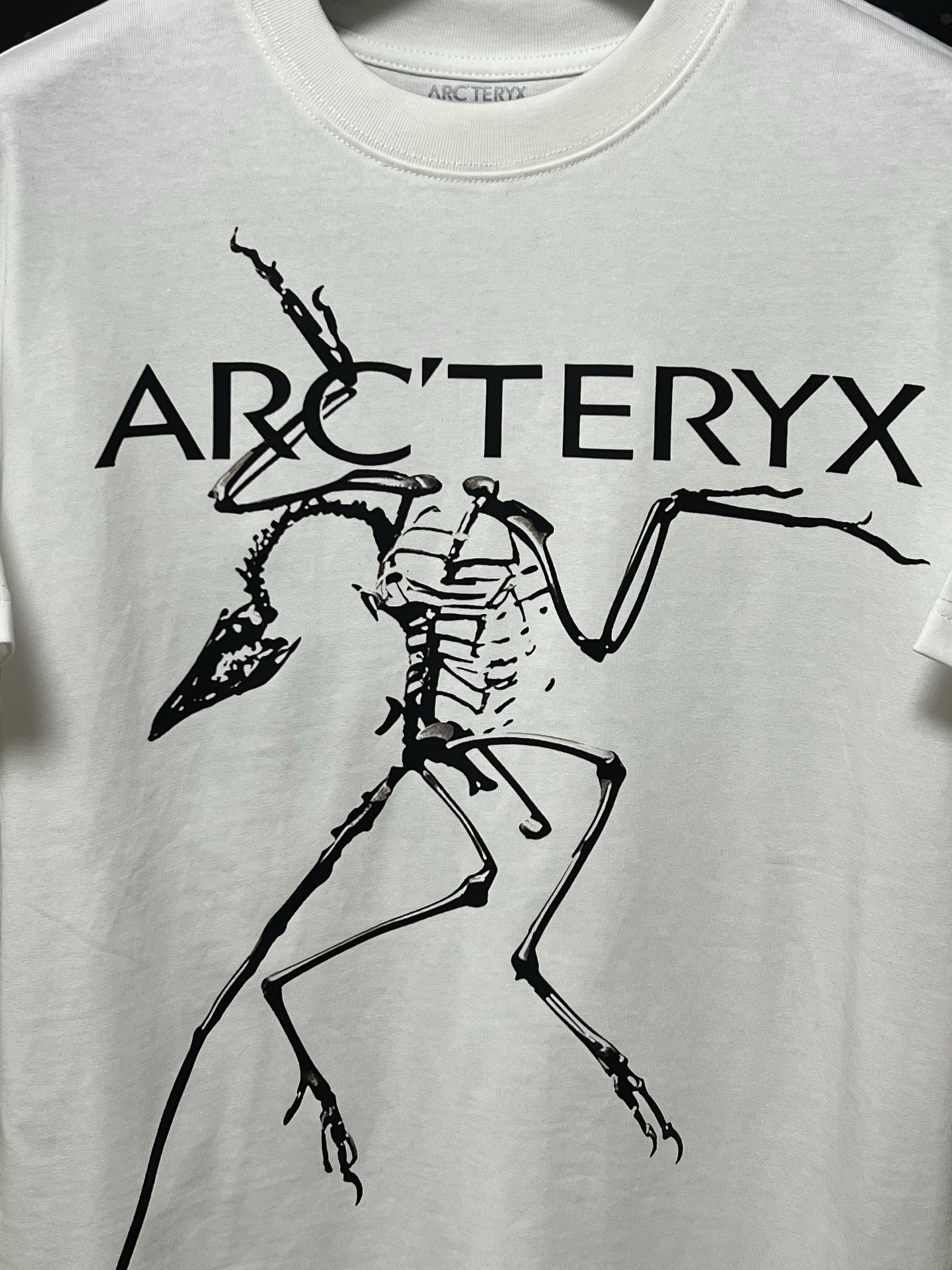 💰75 💥高版本💥     
Arc'Teryx/始祖鸟夏季新款280克高克重纯棉印花T恤
始祖鸟字母LOGO印花，高端32s双纱280克面料重磅面料，定制拉架罗纹同缸同染。包装袋，主标，洗水麦，下摆鸟标所有配件齐全。
颜色：黑色，白色
