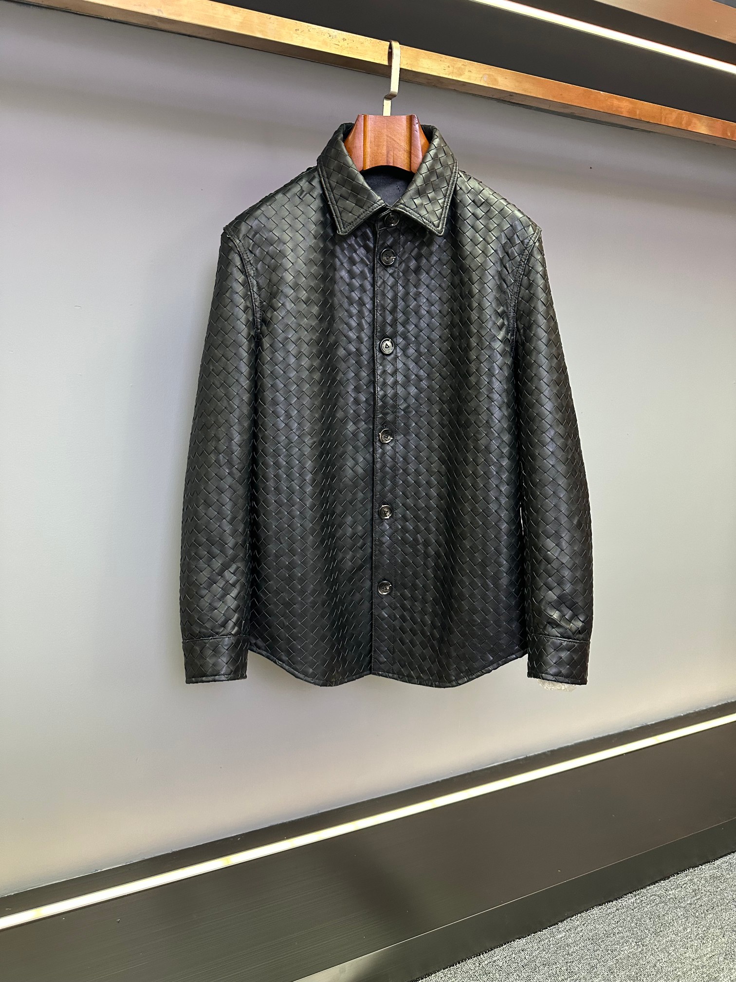 Bottega Veneta Black Woven Pattern Shirt