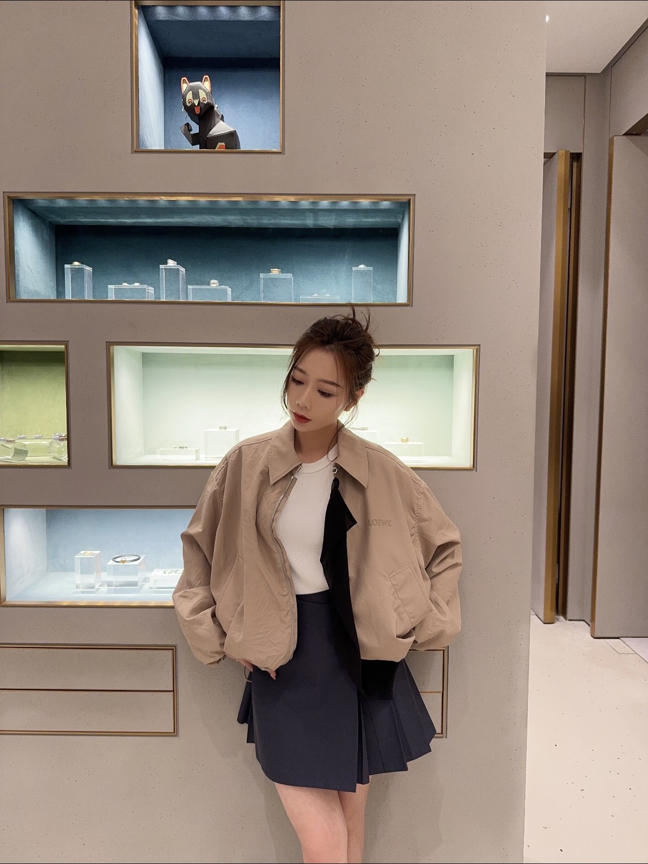 로에베 패치워크 카키 여성 자켓 상세 이미지 8