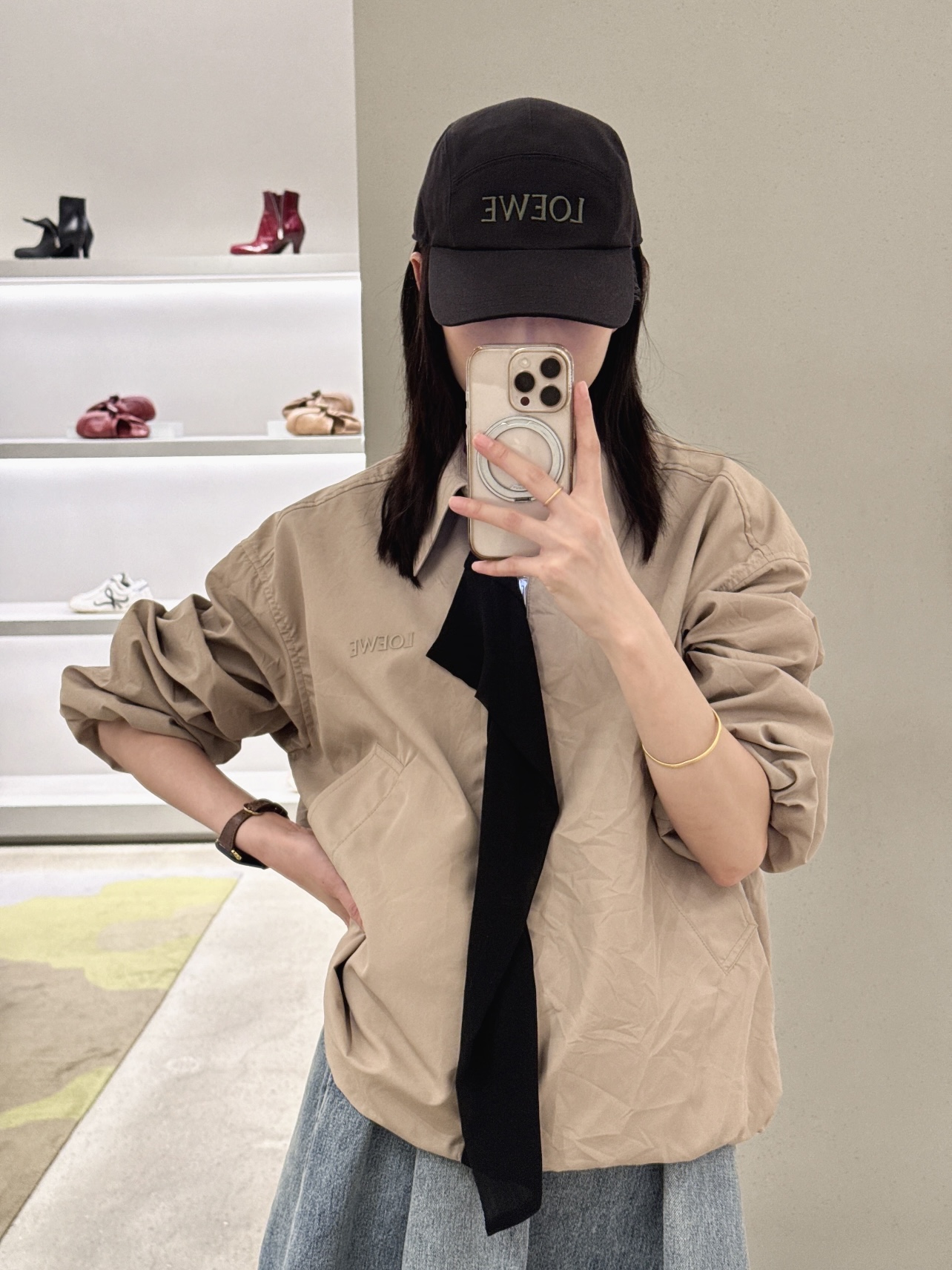 로에베 패치워크 카키 여성 자켓 상세 이미지 4