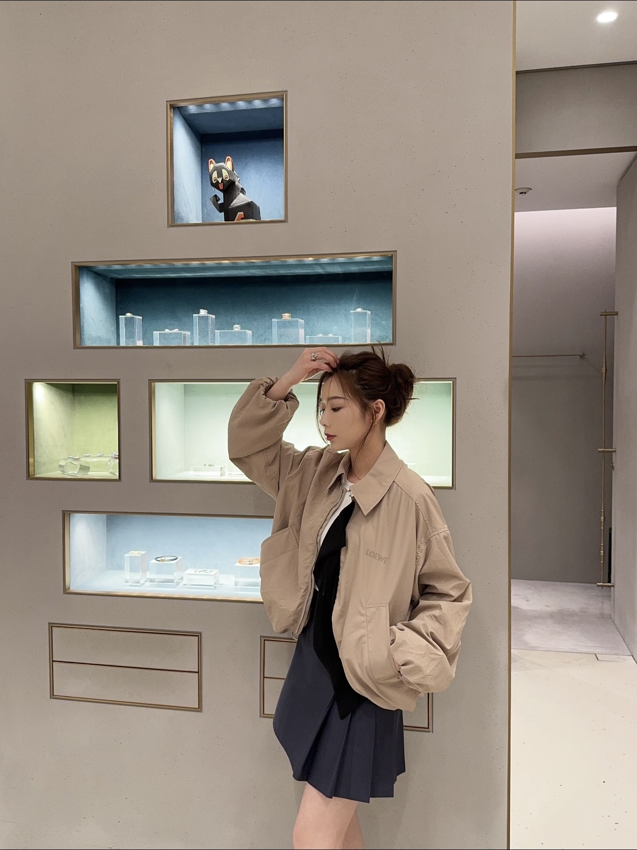 로에베 패치워크 카키 여성 자켓 상세 이미지 7