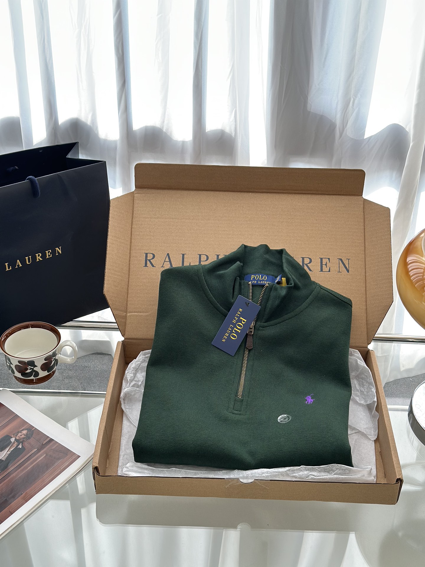“Ralph Lauren Sticky Girl Suit: Half-Lace Design for Fall & Winter, Sizes SMLXL, Stylish Neckline Stretch” - 图片 5
