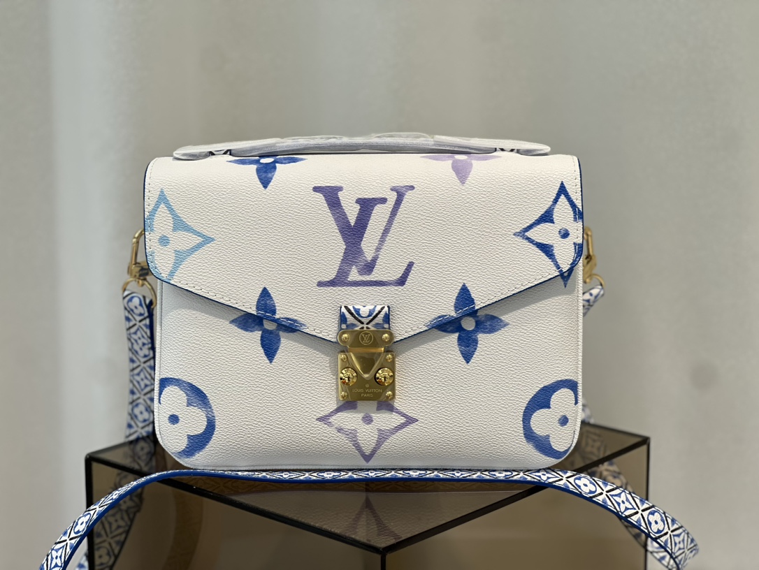 Louis Vuitton LV Pochette MeTis Sacs À Main Sacs Besace Bleu Toile M23055