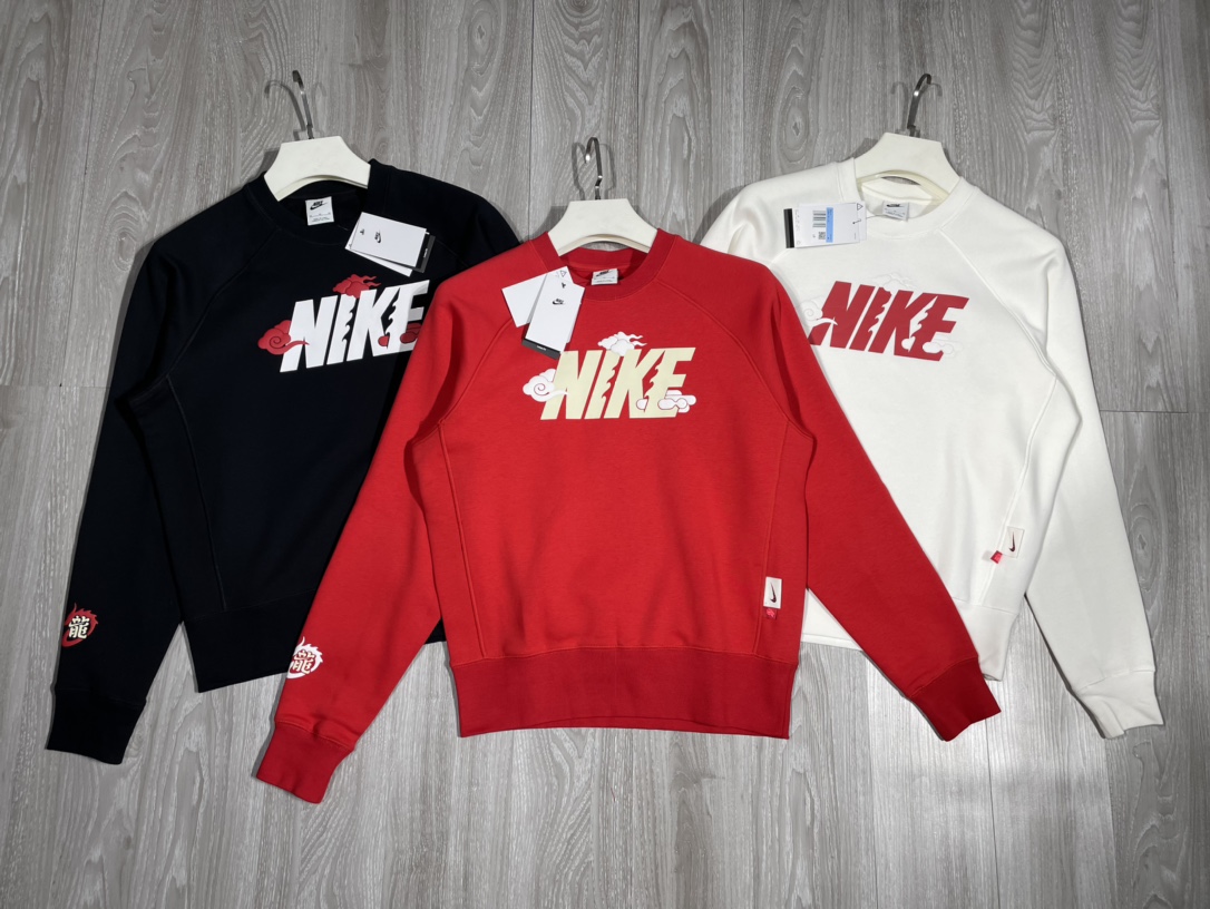 Nike Clothing Sweatshirts Black Red White Printing Unisex Fall/Winter Collection