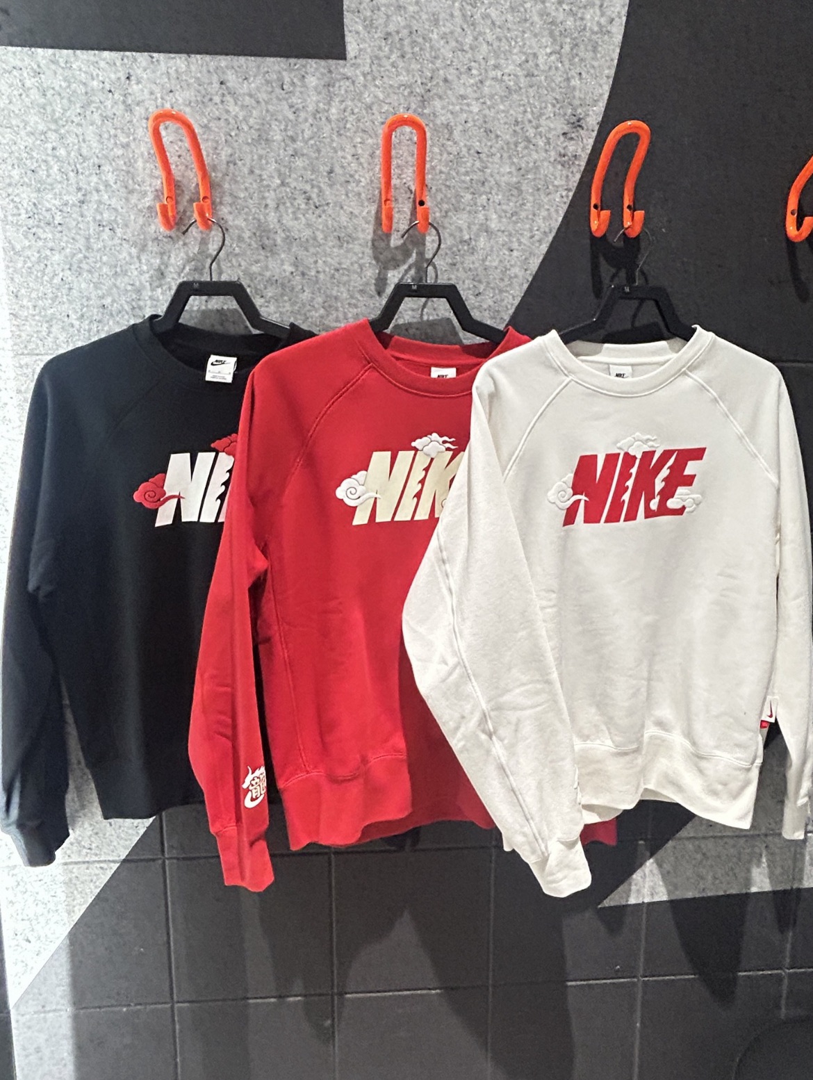 Nike Clothing Sweatshirts Black Red White Printing Unisex Fall/Winter Collection