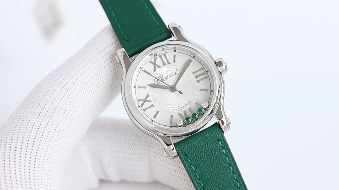 Chopard Happy Sport Reloj Venta de españa
 Verde Blanco Mujeres Piel vaca Cuero ETA2892 Movement Correas ternera