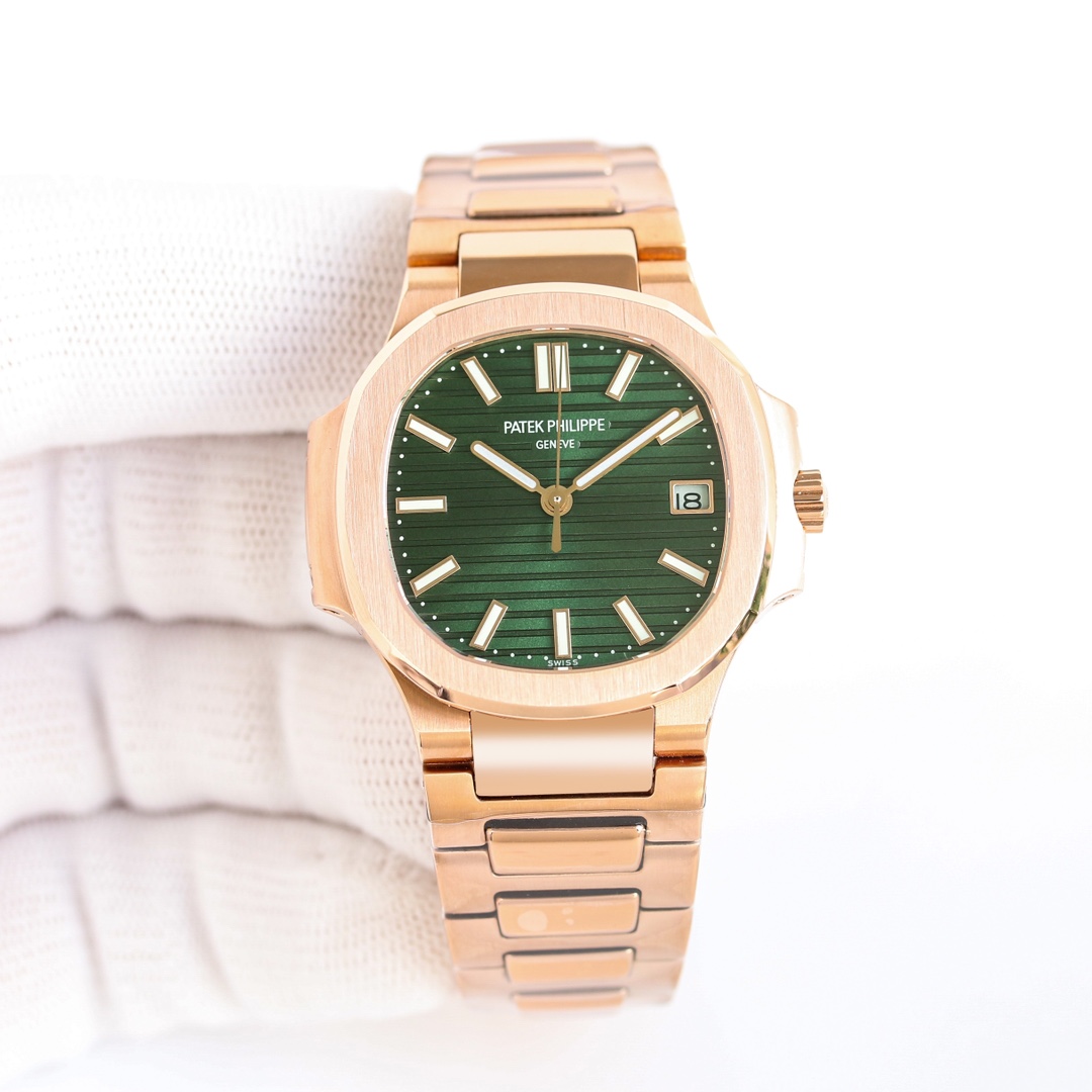 NO:143648,Produced by Mingjiangrui Watch, white shell 1400, gold shell 1500, diamond 50 Patek Philippe PP Women's watch, highly recommended P women's model Nautilus. Welcome to compare details R69 1 with a customized version of 9015 machine-modified Cal.324sc automatic movement, kinetic energy storage for 45 hours, vibration frequency of 28,800 per hour. 2316L custom-grade ergonomic strap!  3 watch size 35.2MM 4 set with 56 Swarovski crystal diamonds inlaid with the same number as the genuine diamonds. 5 watch mirror double-sided anti-glare sapphire crystal glass. 6 literal color is the same as the genuine one. 