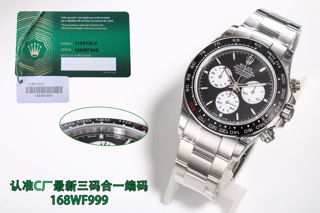 Rolex Daytona Reloj Negro Gris Plata Hombres 7750 Movement