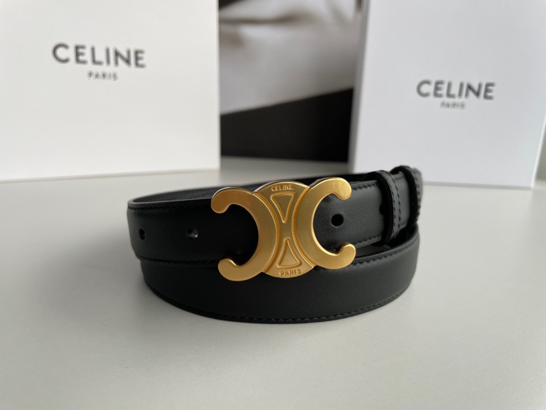 celine赛琳凯旋门徽标金扣潮流腰带，穿出好身材高腰线的秘密武器。2.5cm