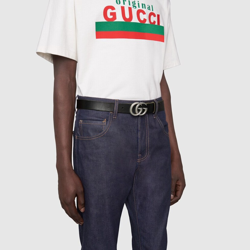 古驰 整张牛皮腰带 宽度3.8