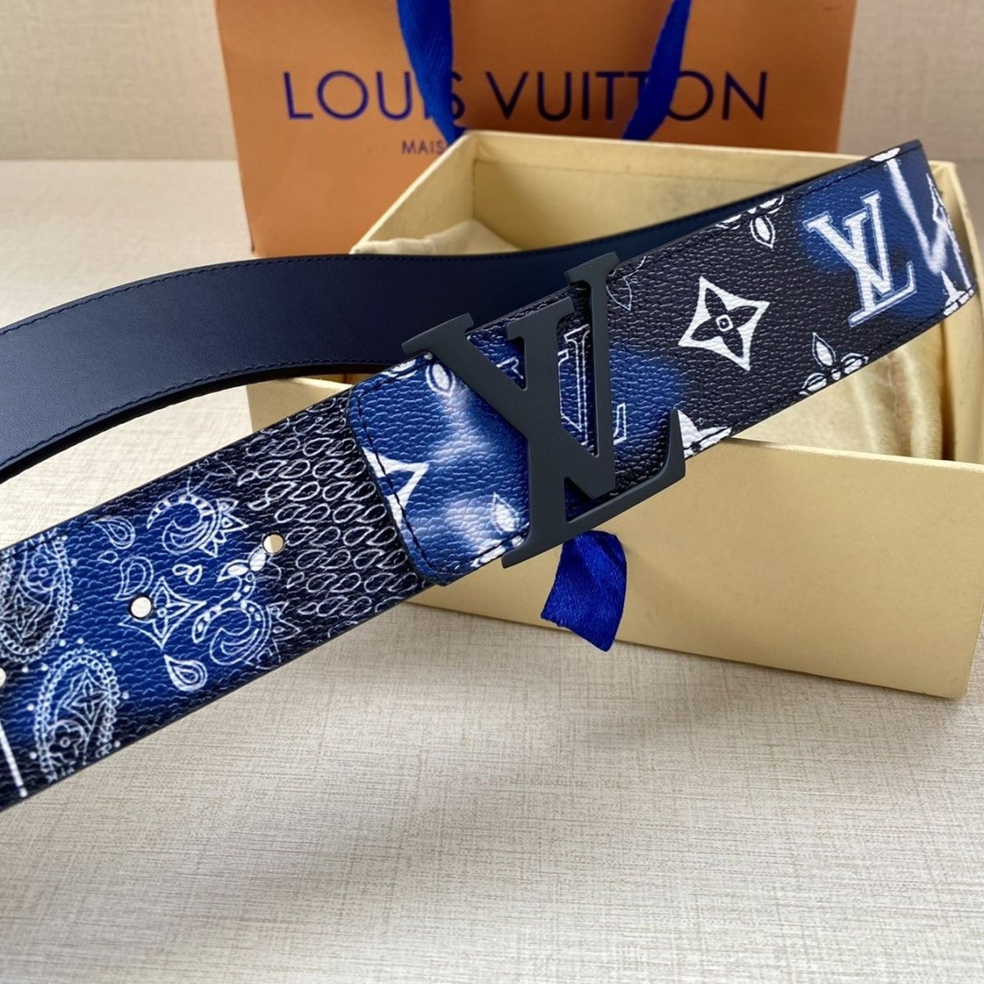 lv新款 宽度4.0蓝花