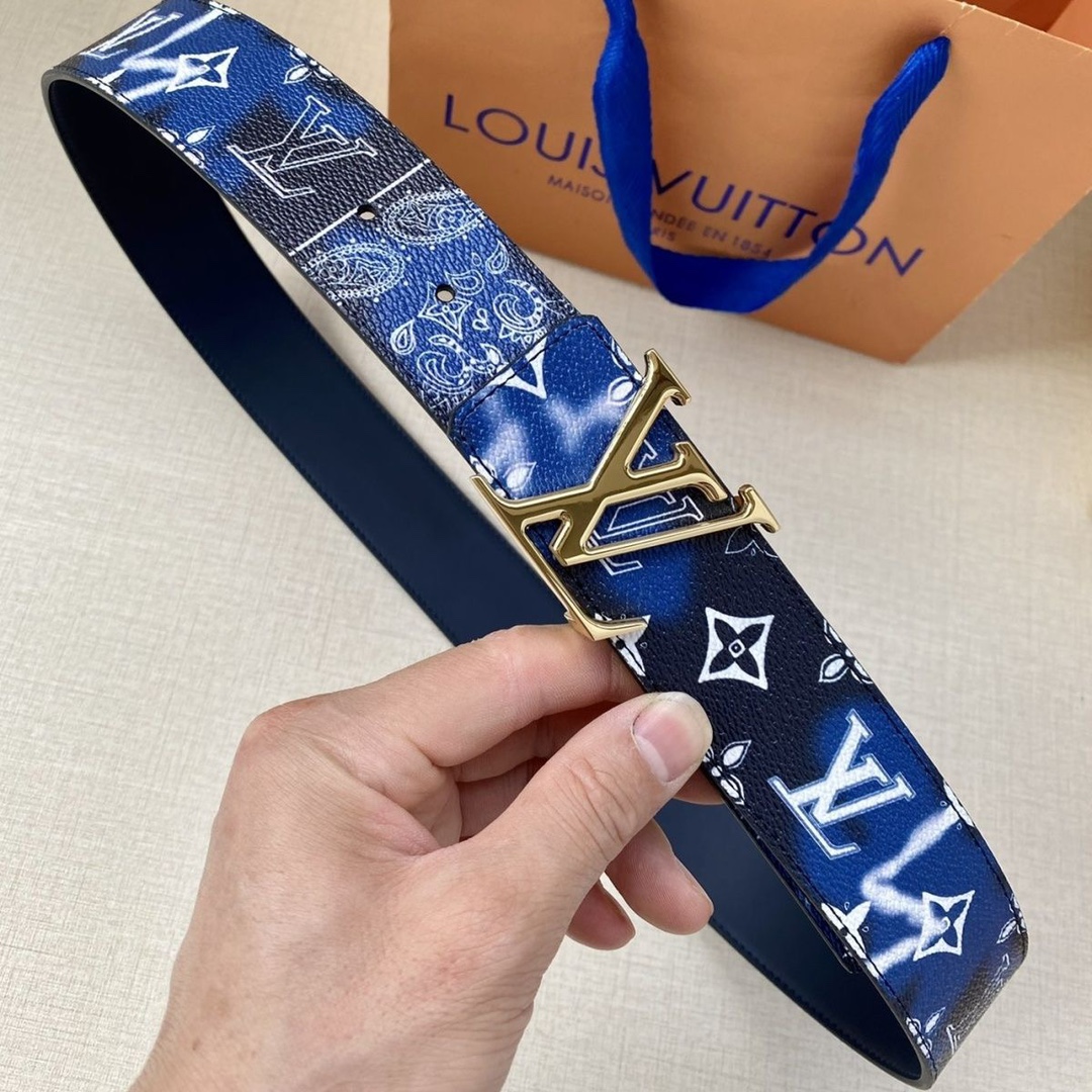 lv新款 宽度4.0蓝花